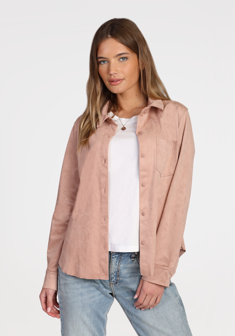 Pink suede clearance shirt