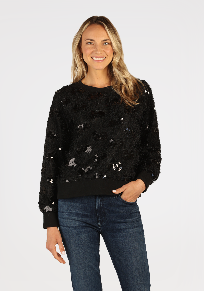 Black sequin sweatshirt discount