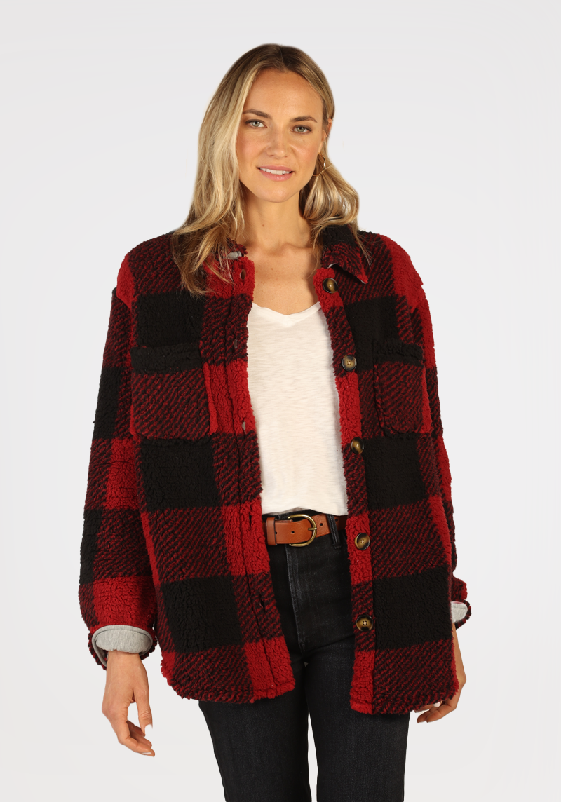 Hailey Plaid Jacket Final Sale Red Black XL