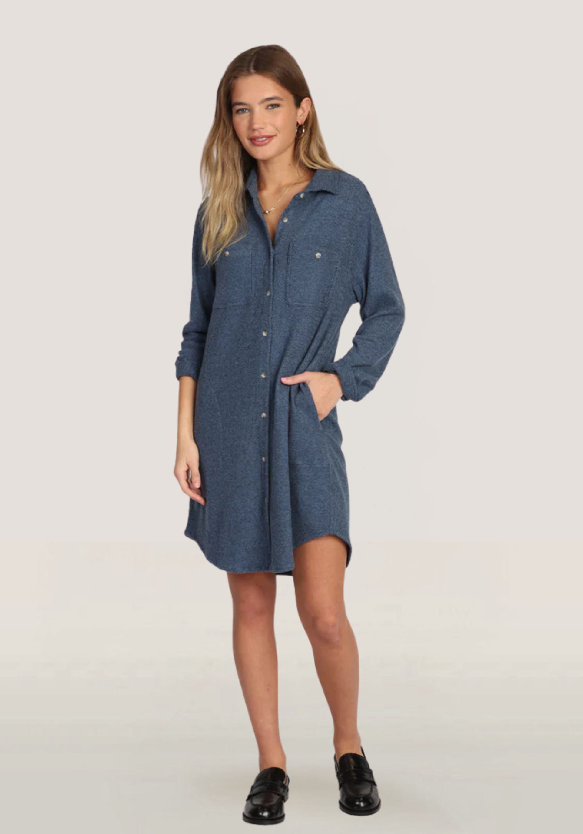 2 Pockets Shirt Dress