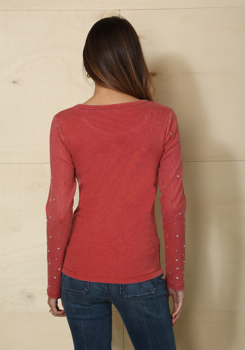 L/S Sequin Sleeve Rib Knit