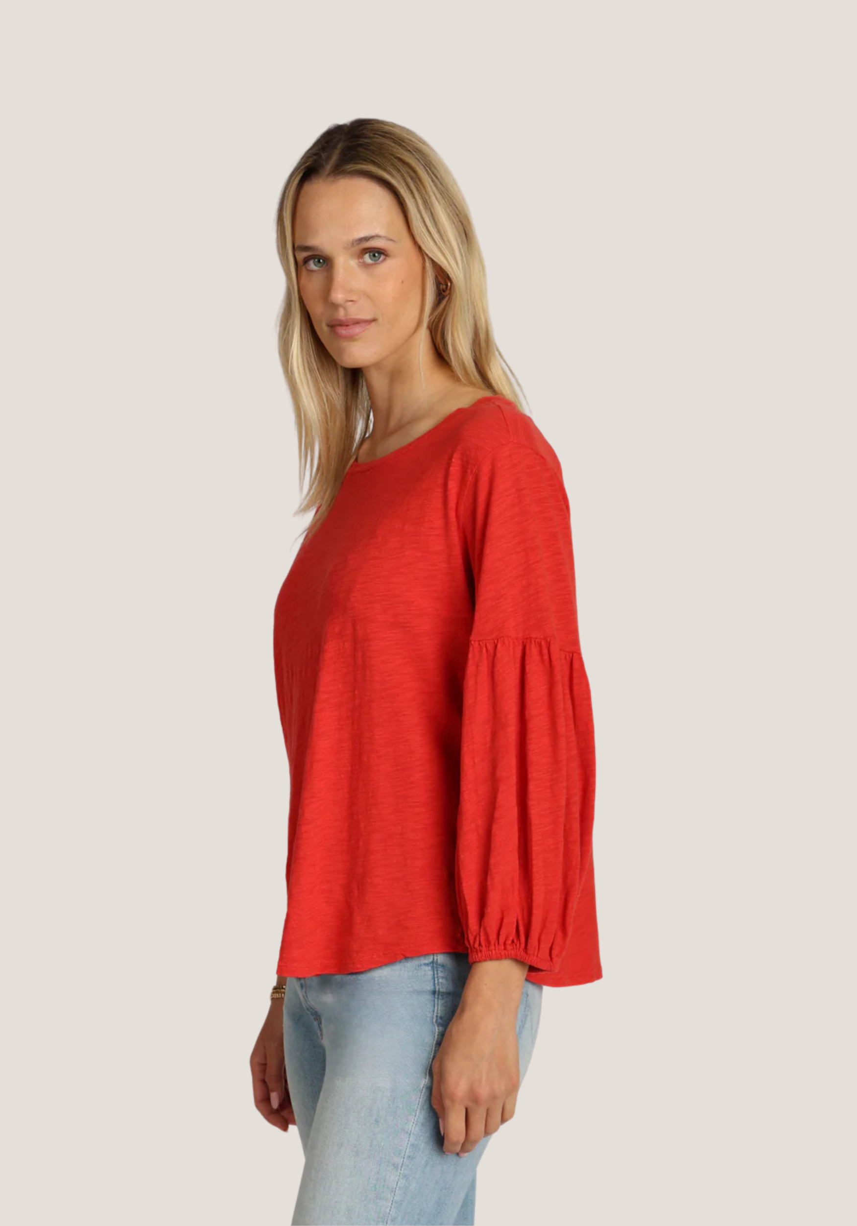 Slub Jersey Tee w/ Gauze Sleeve