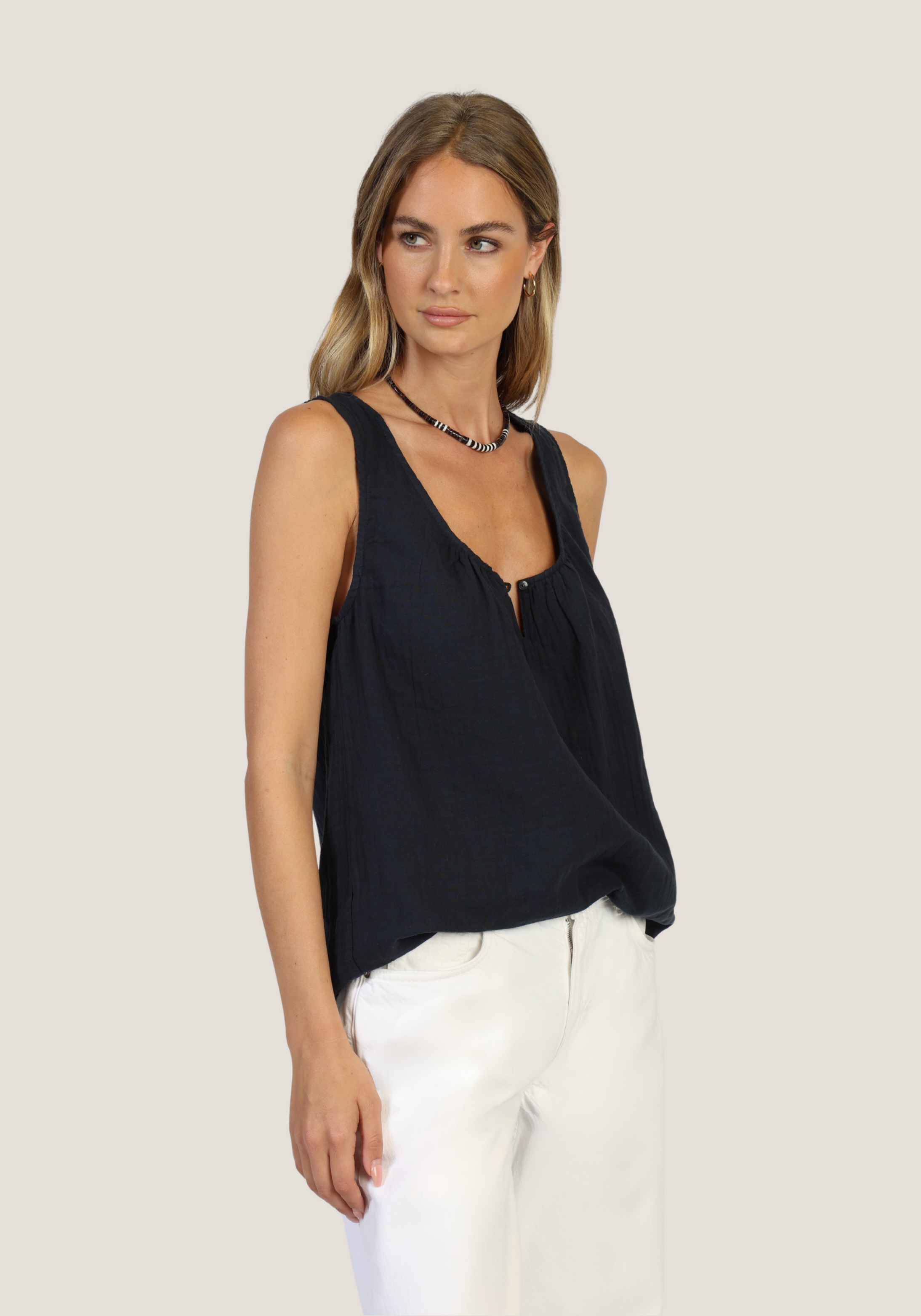 Bobbi Button Tank WASHED BLACK -need pic