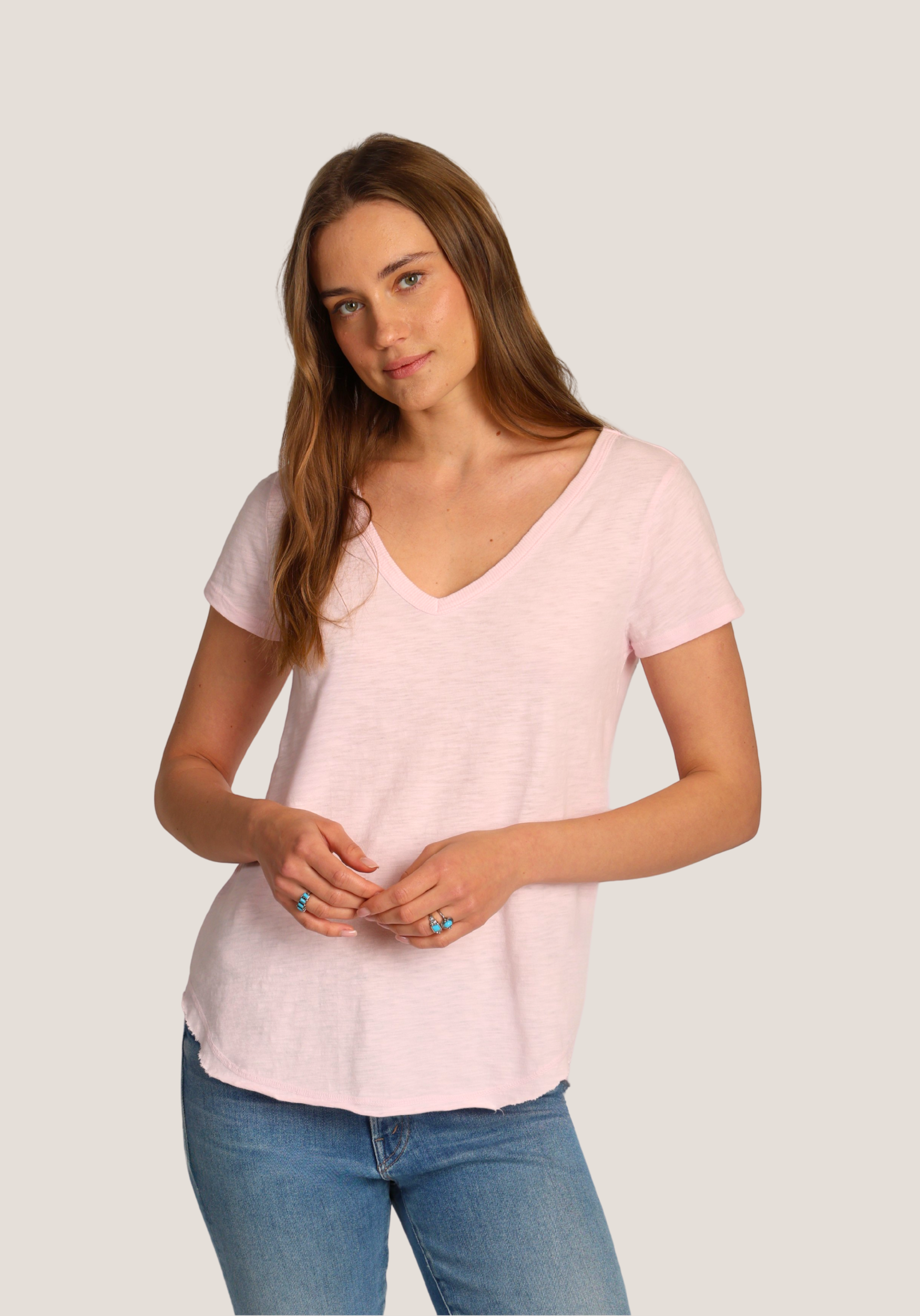 Short Sleeve Deep V-Tee