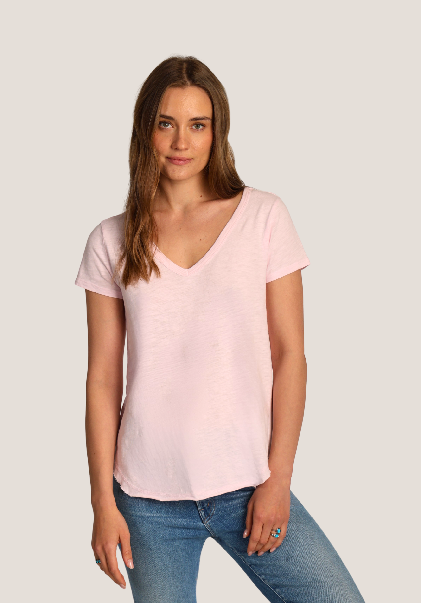 Short Sleeve Deep V-Tee