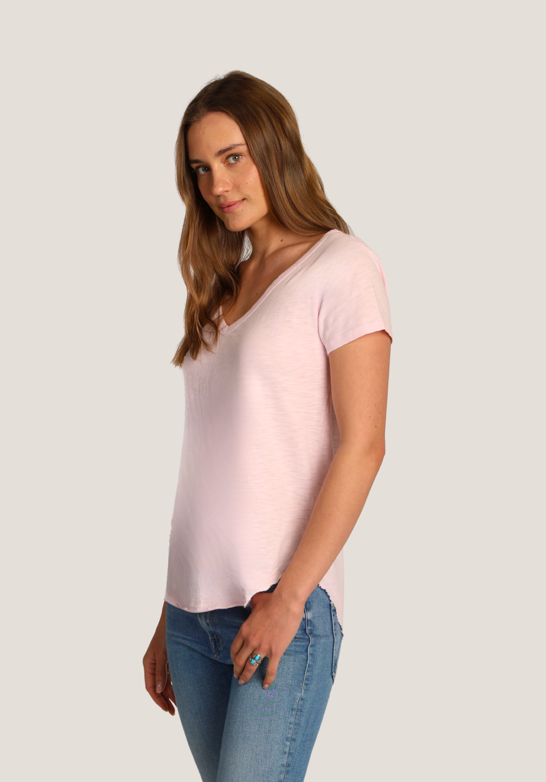 Short Sleeve Deep V-Tee