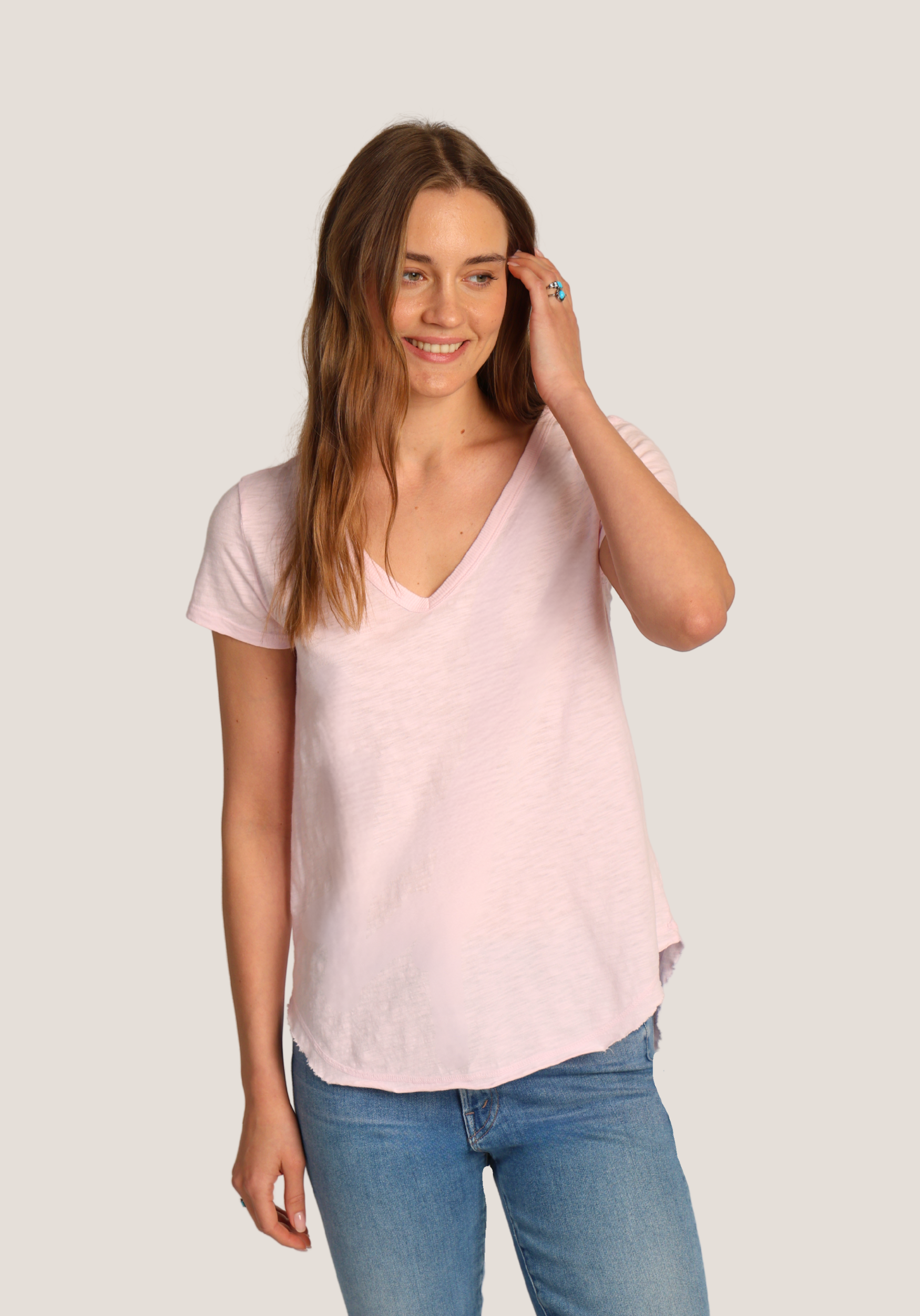 Short Sleeve Deep V-Tee