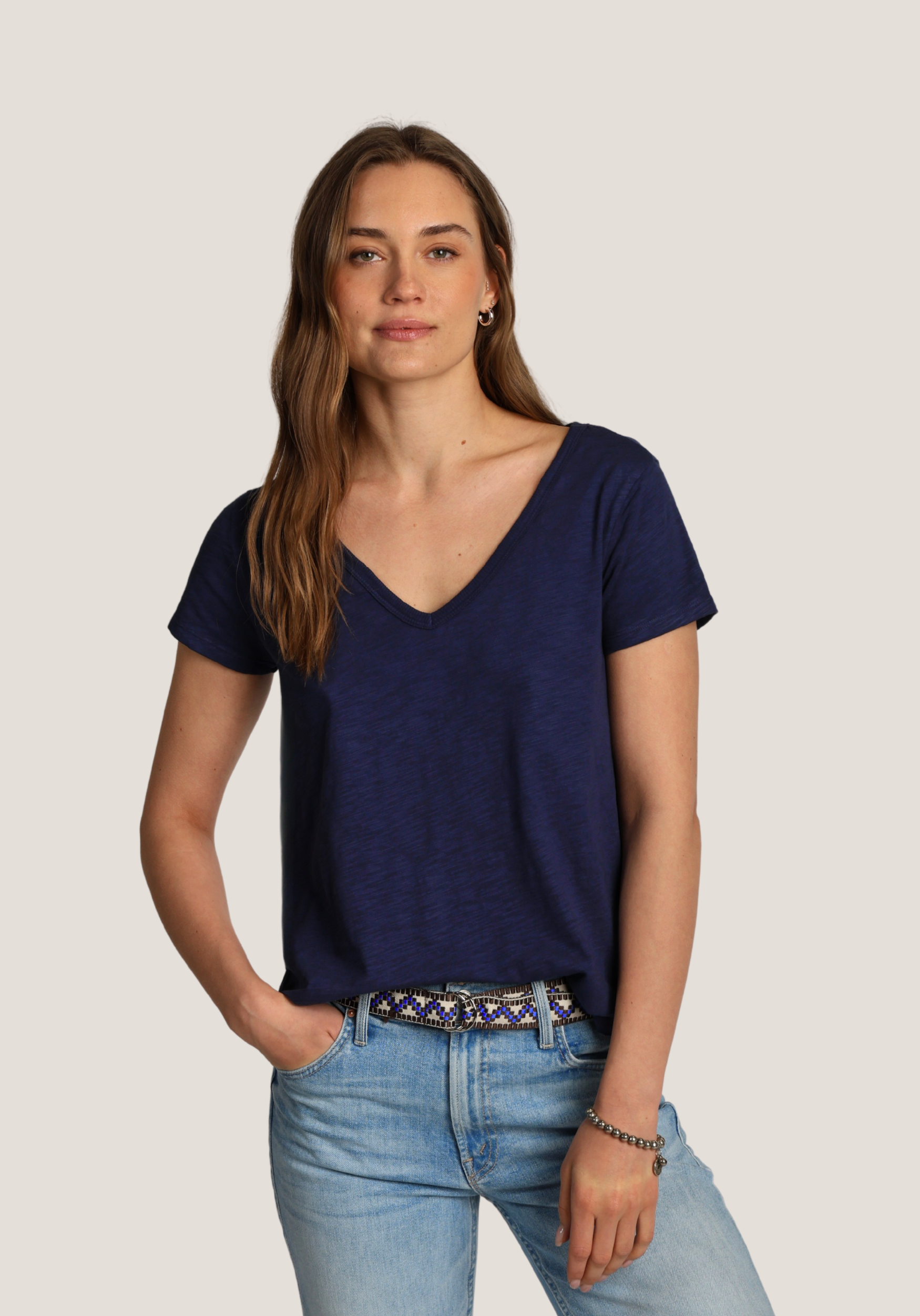 Short Sleeve Deep V-Tee