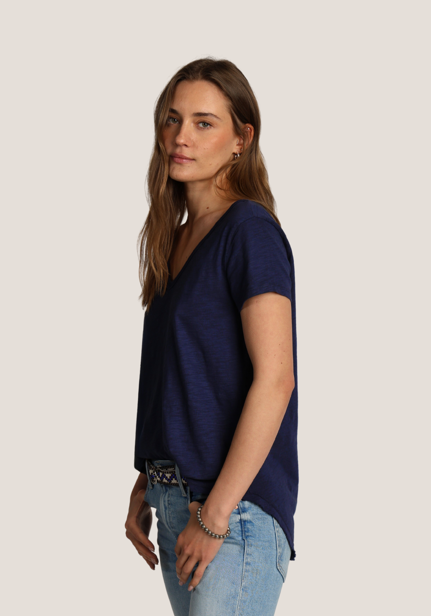 Short Sleeve Deep V-Tee