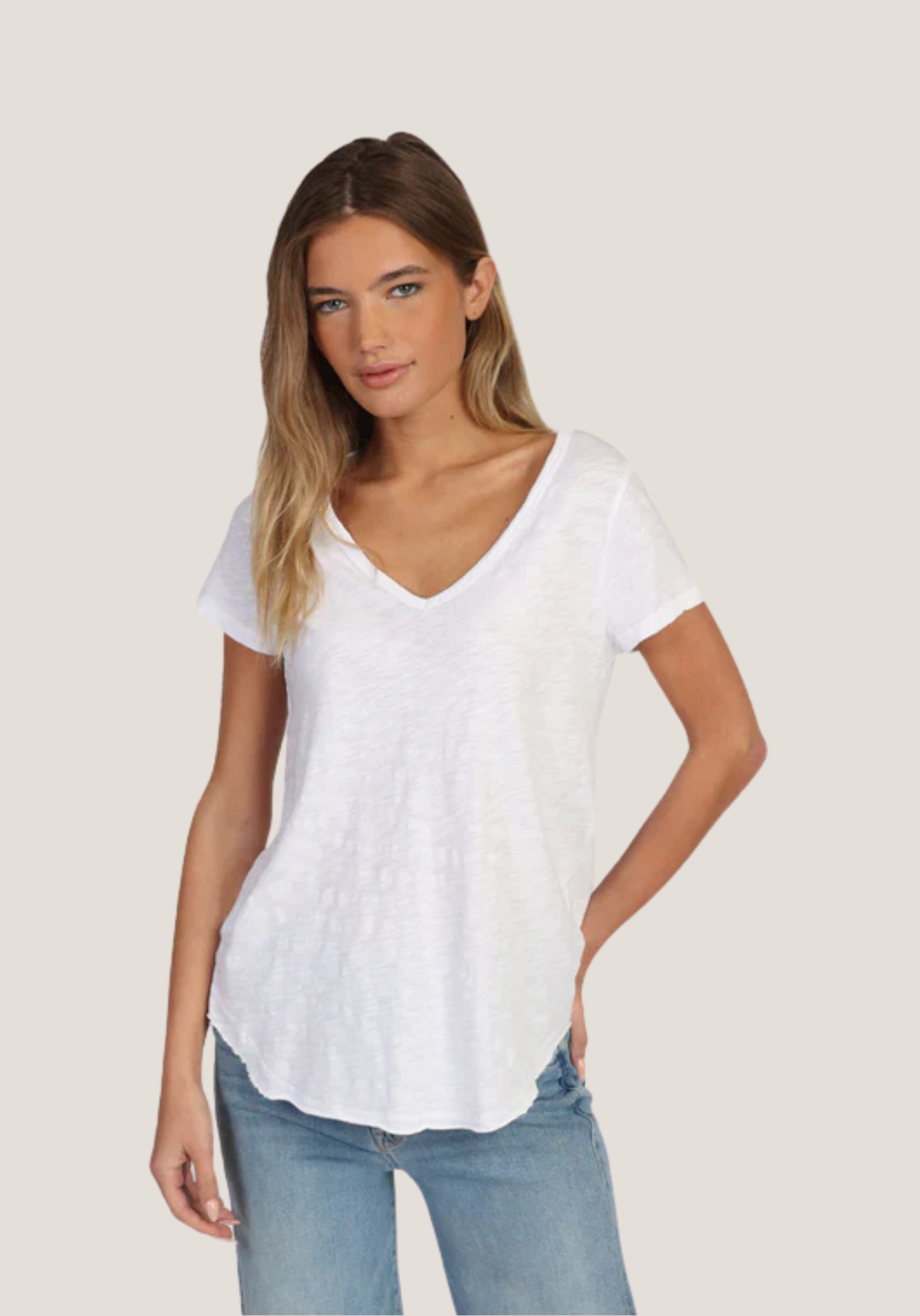 Deep V-Shirt Tail Tee