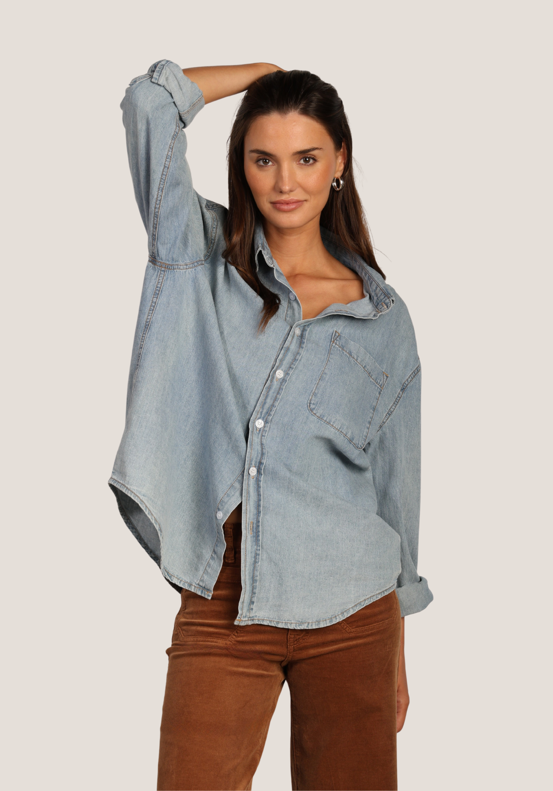 Denim Pocket Boyfriend Shirt