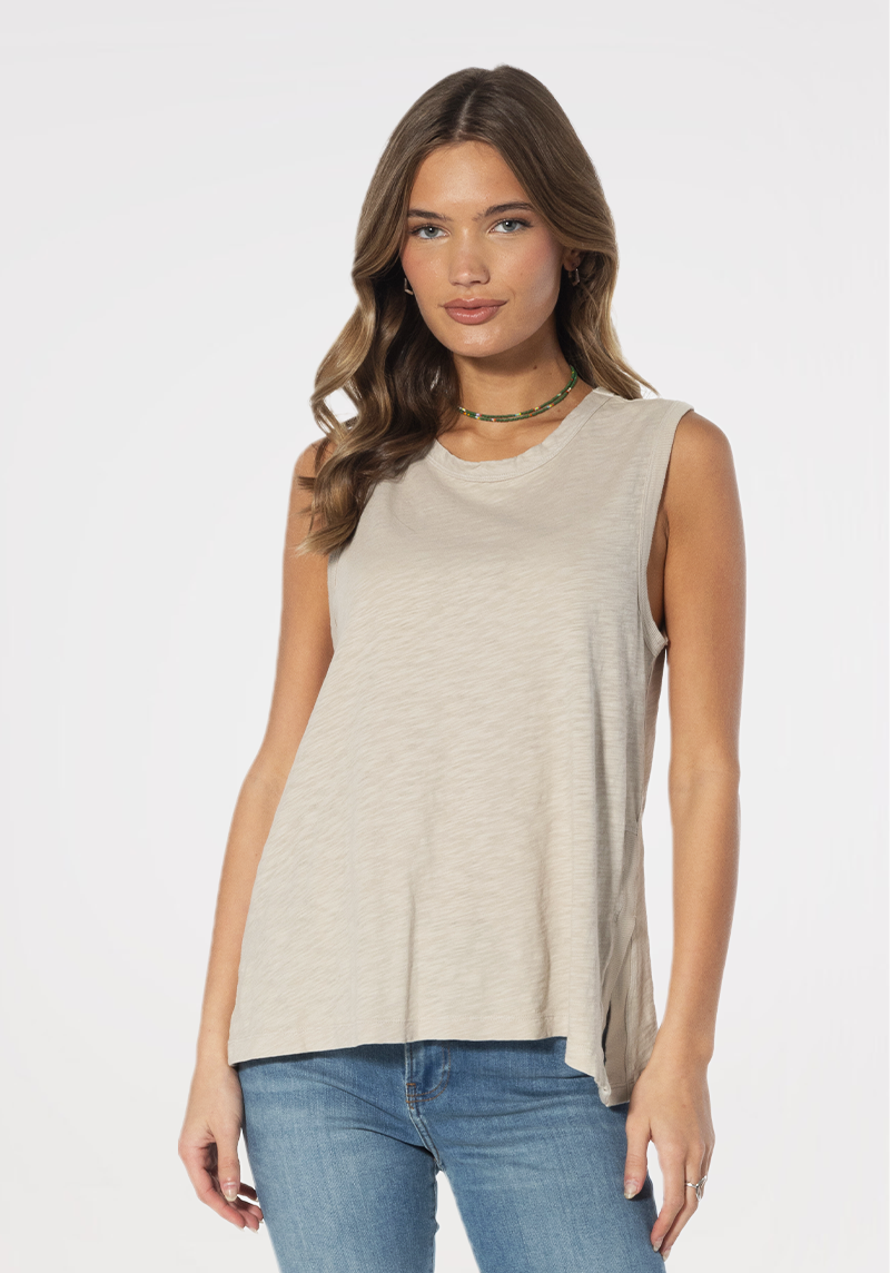 Side slit tank top shop