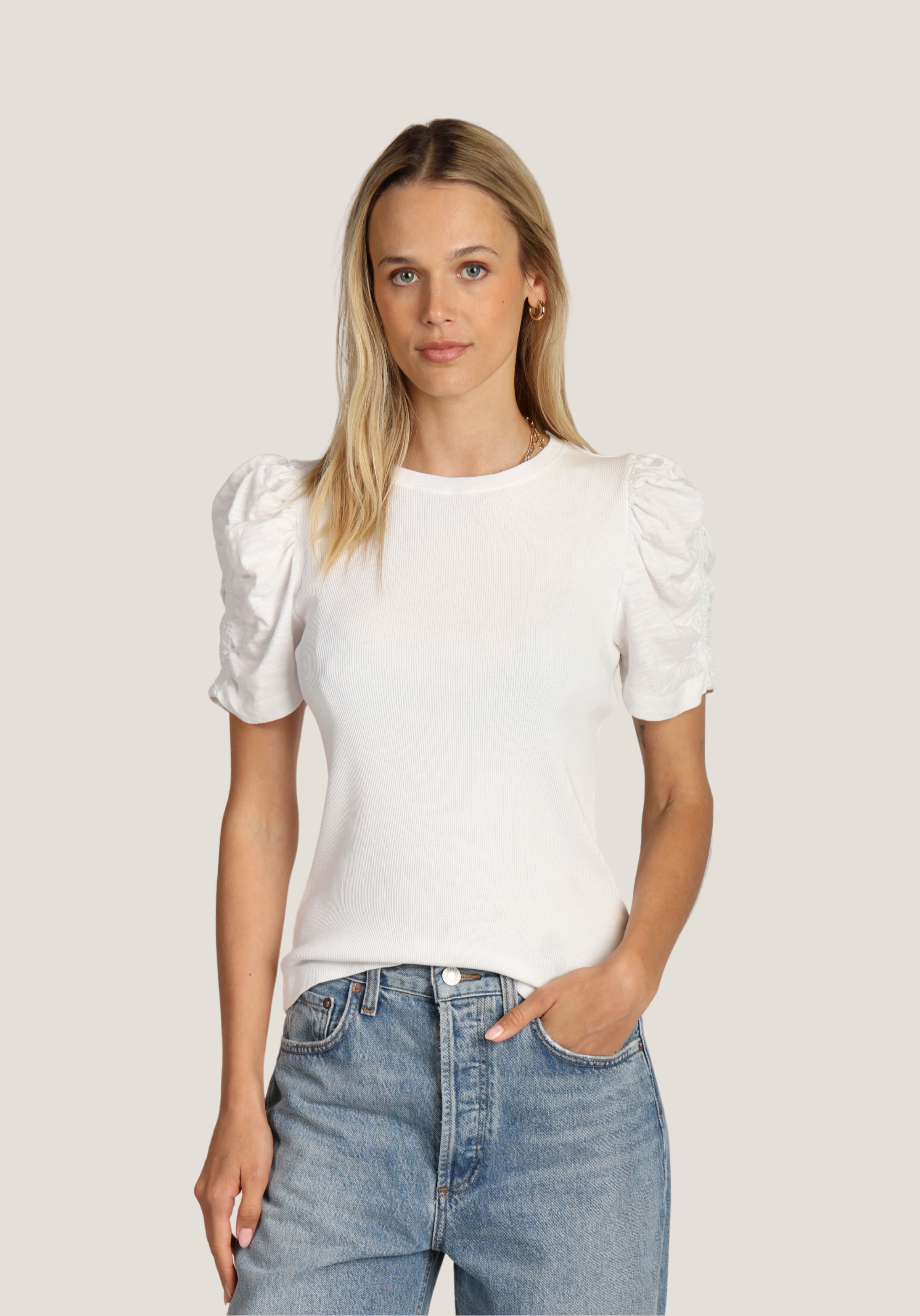 Emma Rib Tee w/ smock sleeve