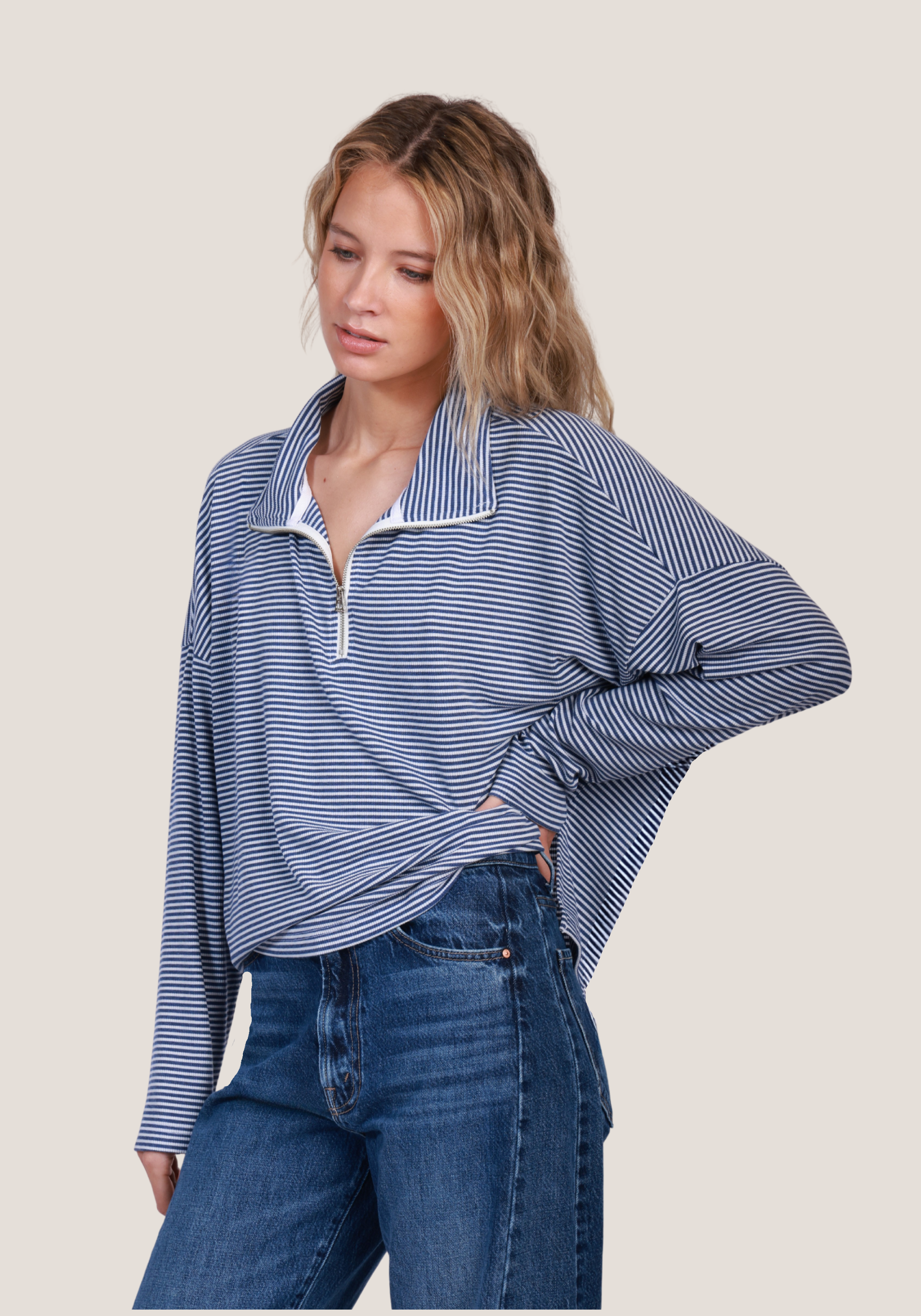 Stripe Zip Pullover