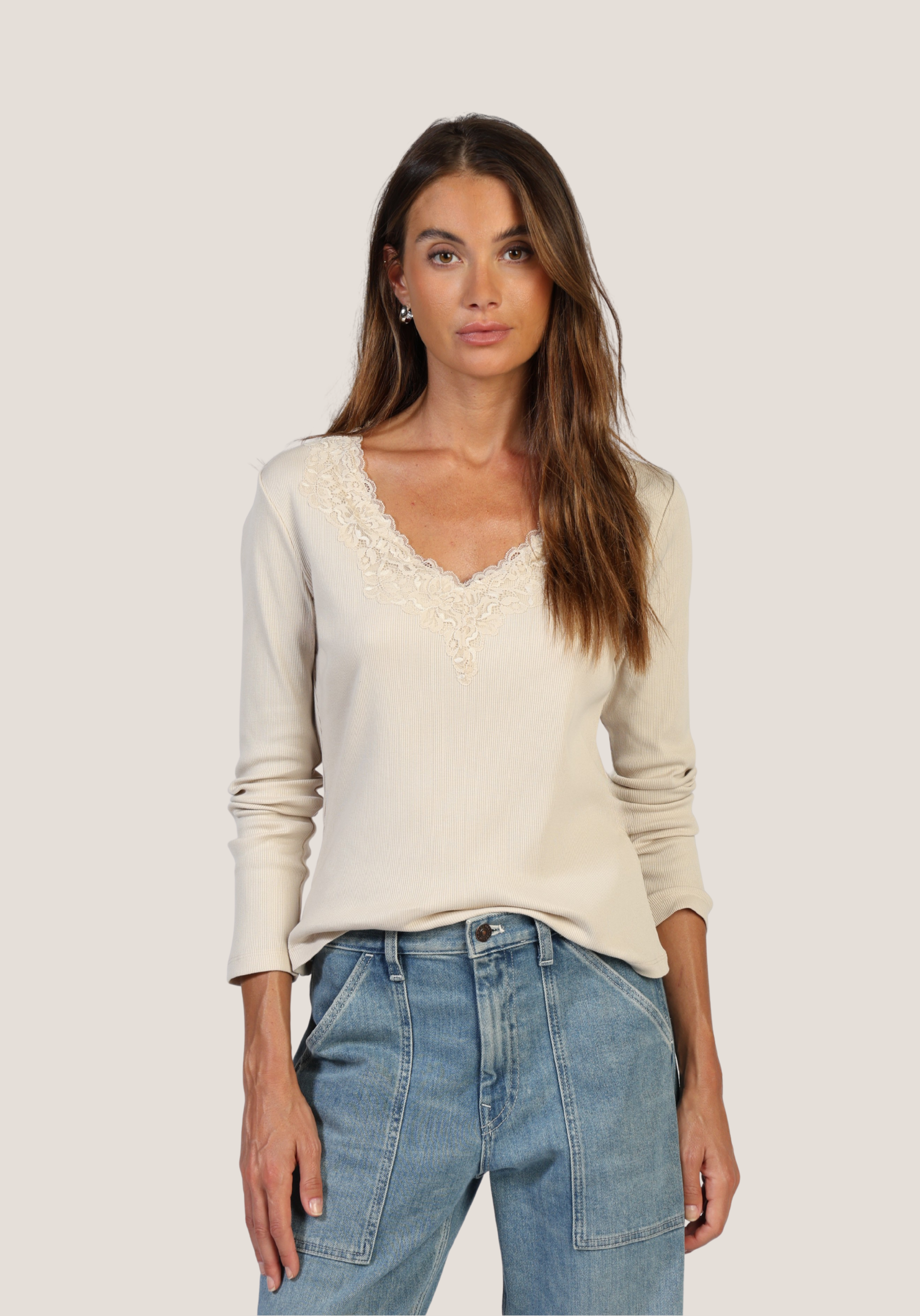 Remi V-Neck w/ Lace Trim