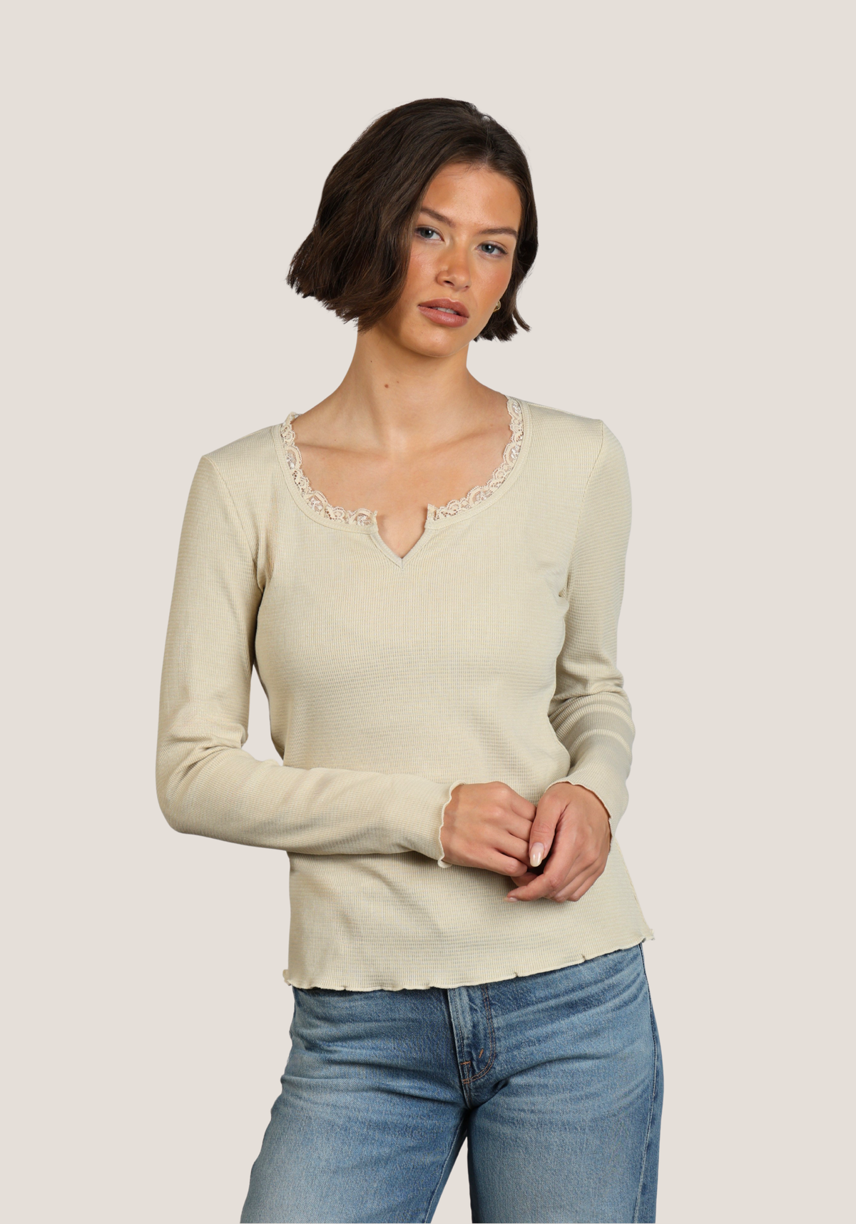 Remi V-Neck w/ Lace Trim
