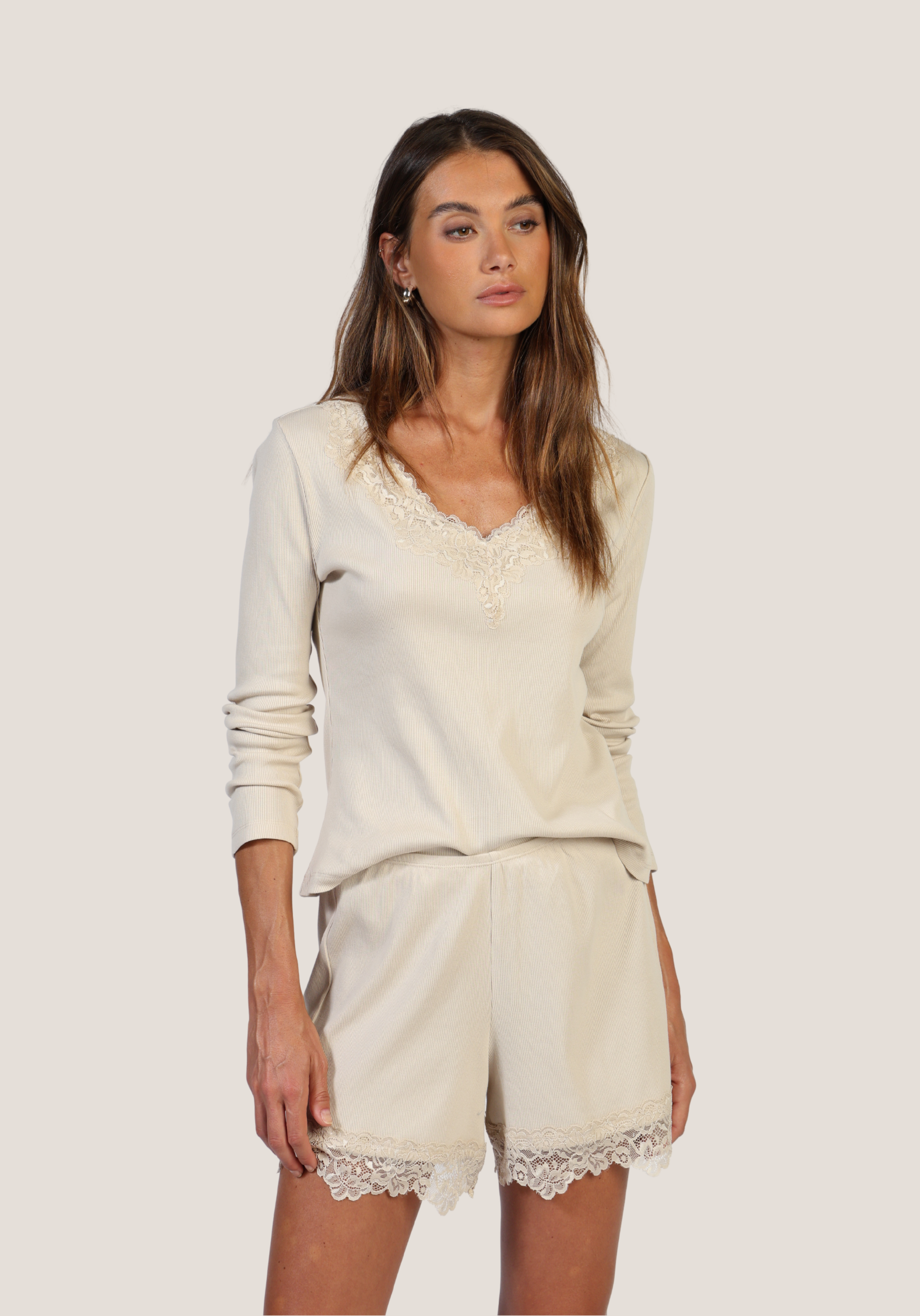 Remi V-Neck w/ Lace Trim
