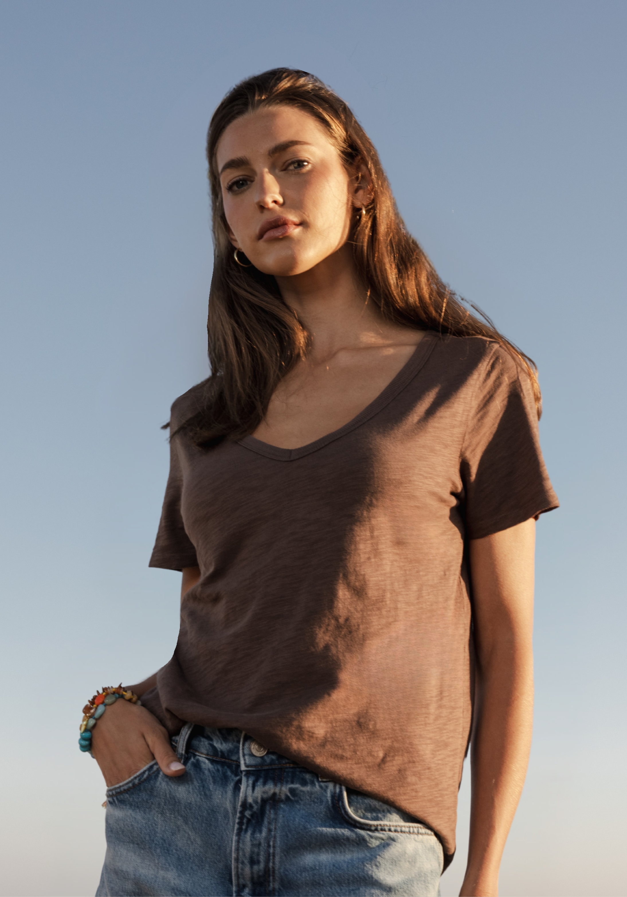 S/S Classic Deep V-Tee
