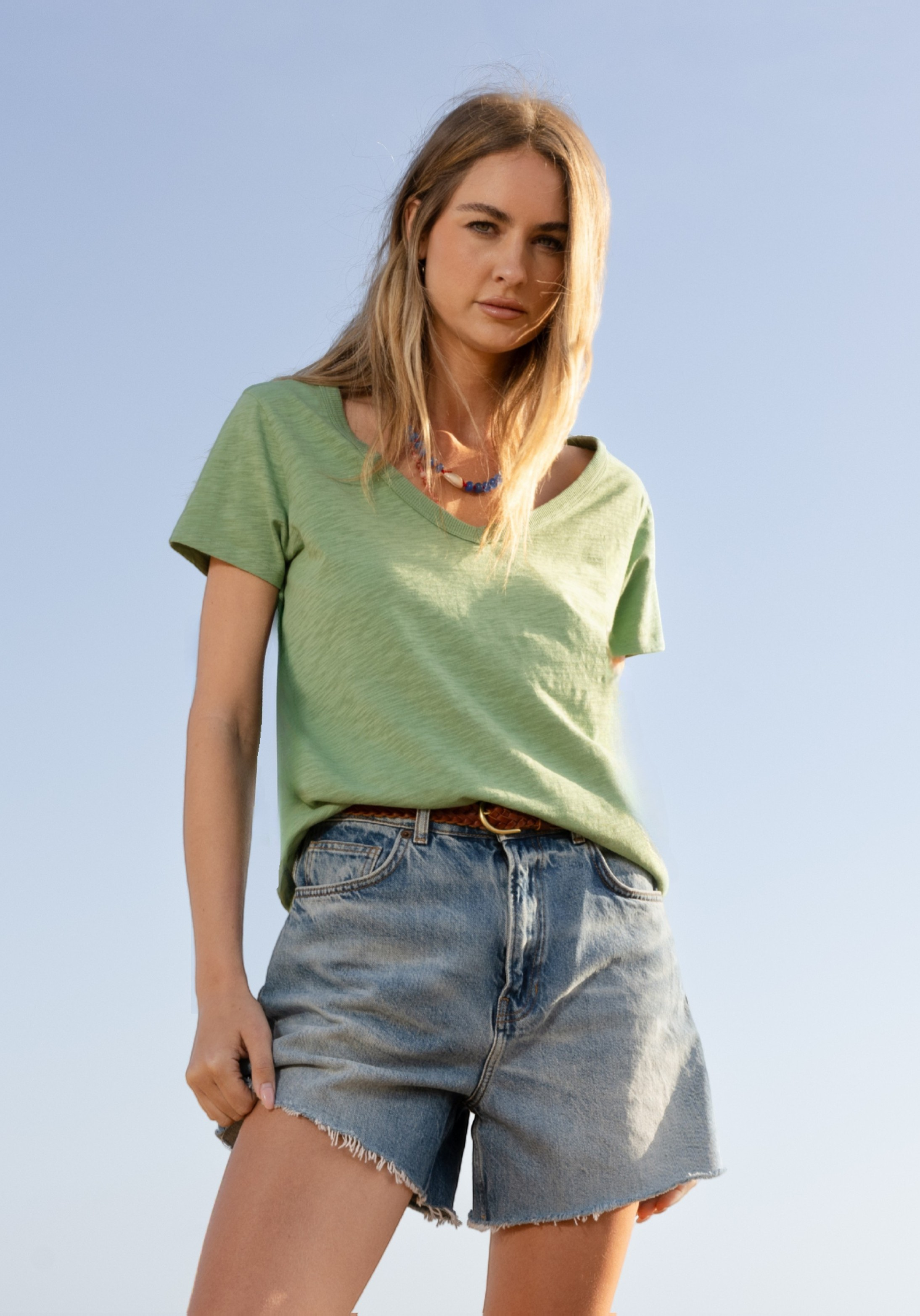 Short Sleeve Deep V-Tee