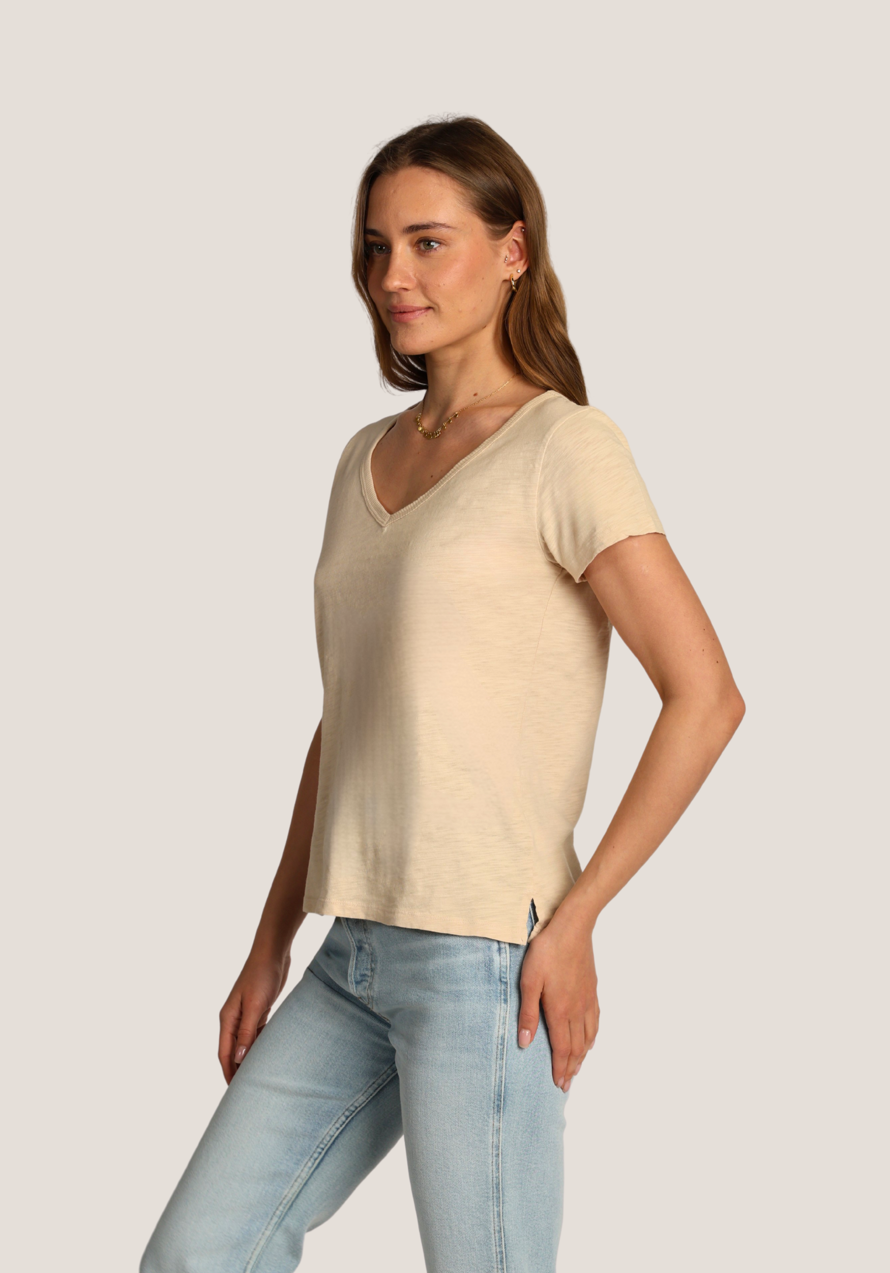 S/S Modern Deep V-Tee
