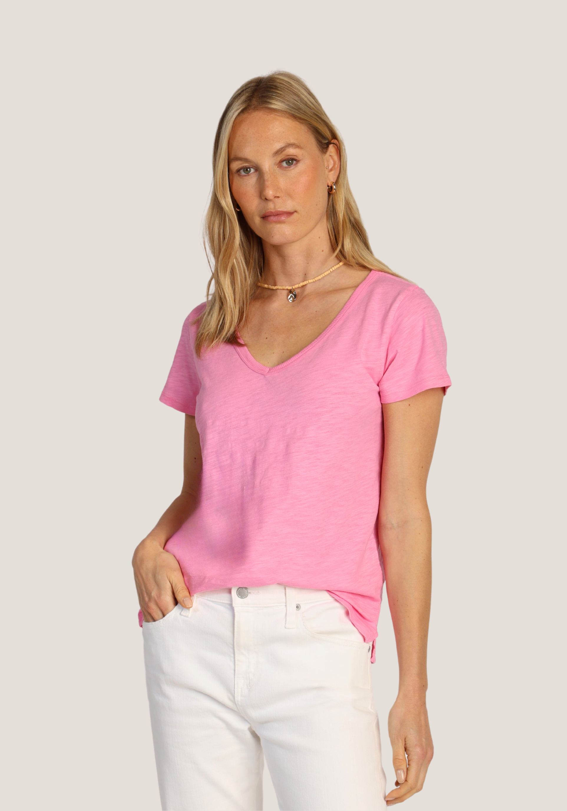 S/S Modern Deep V-Tee