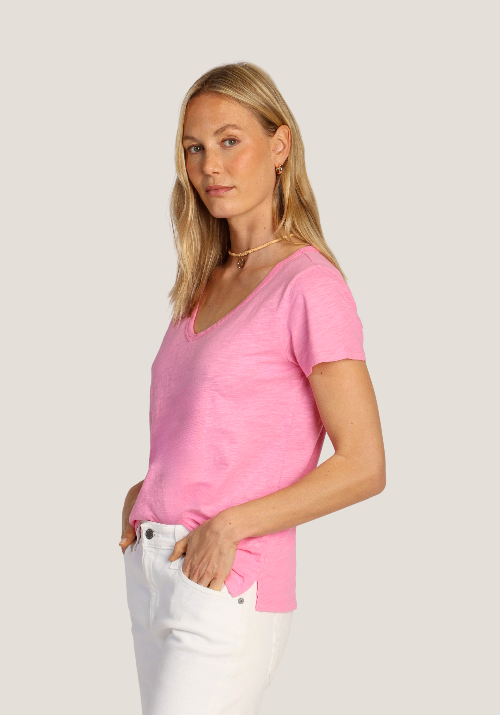 S/S Modern Deep V-Tee