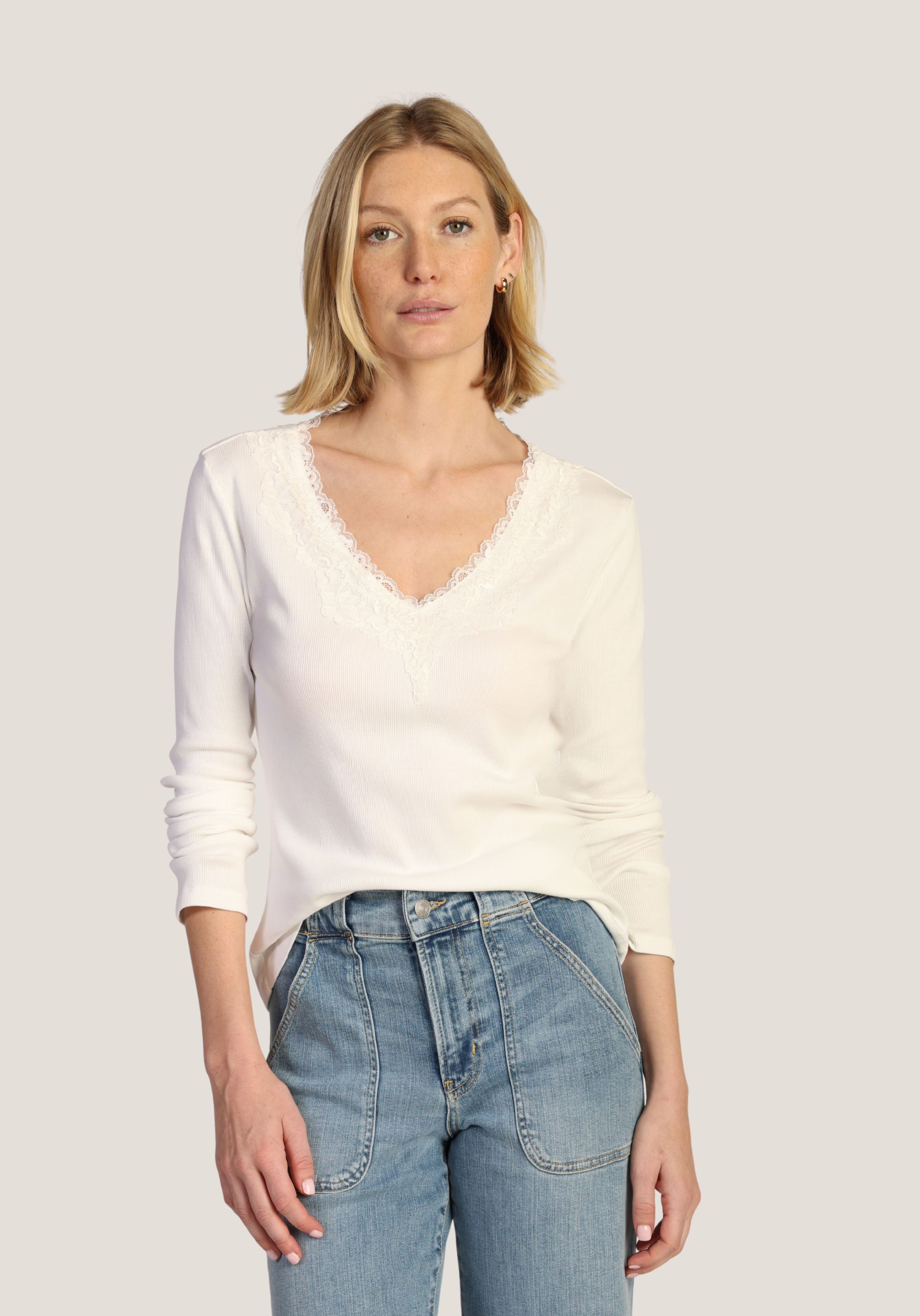 Remi V-Neck w/ Lace Trim