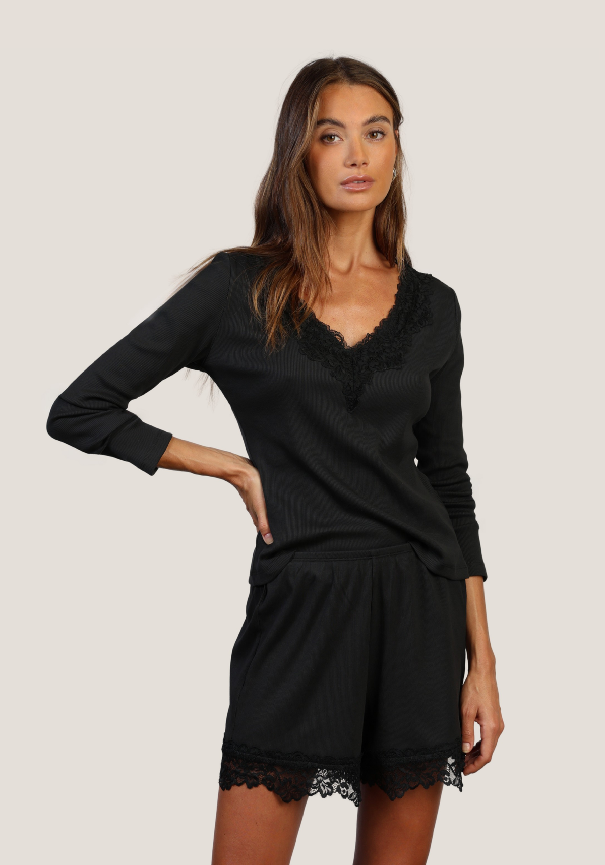 Remi V-Neck w/ Lace Trim