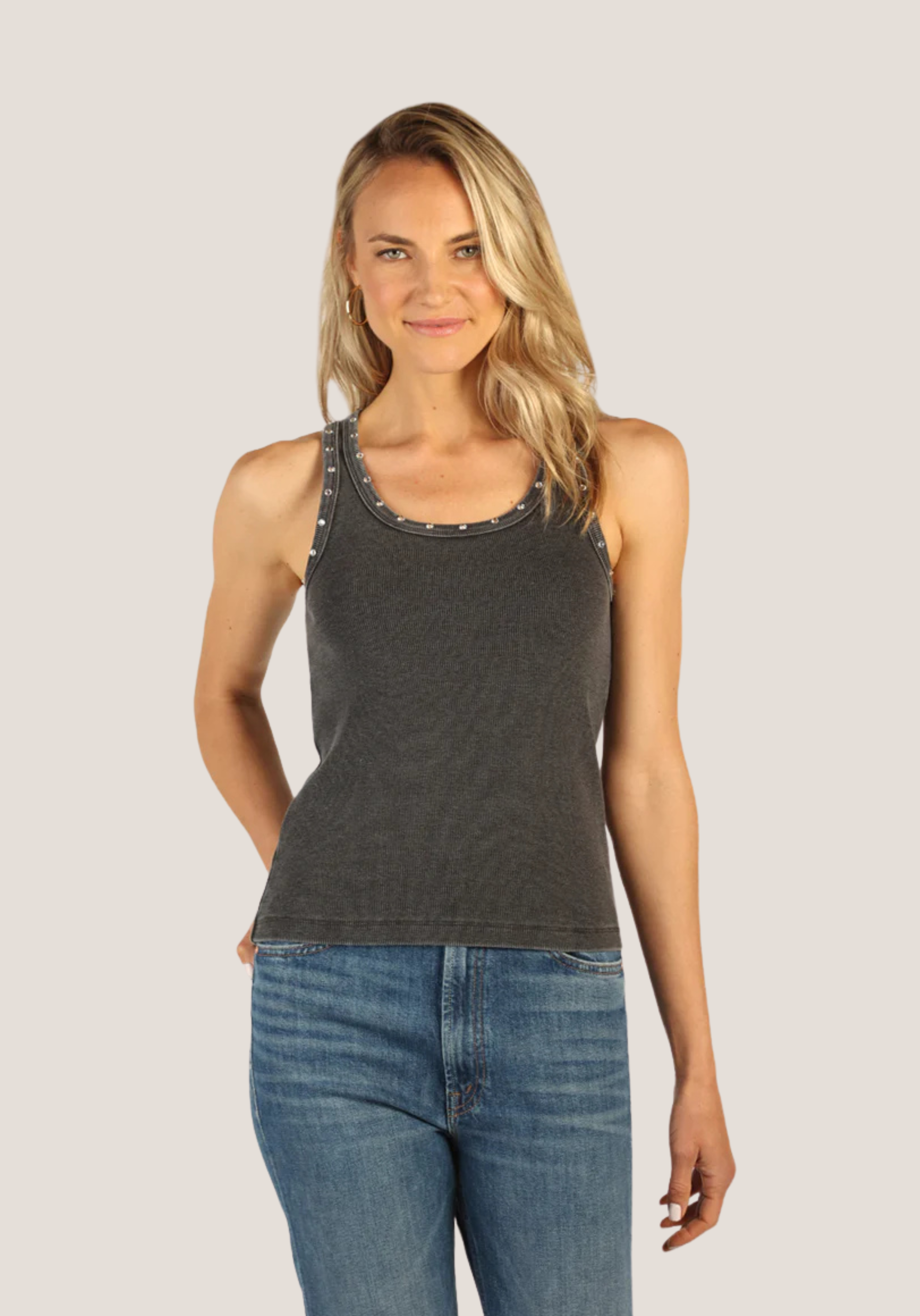 Rib Tank w/Sequin Trim