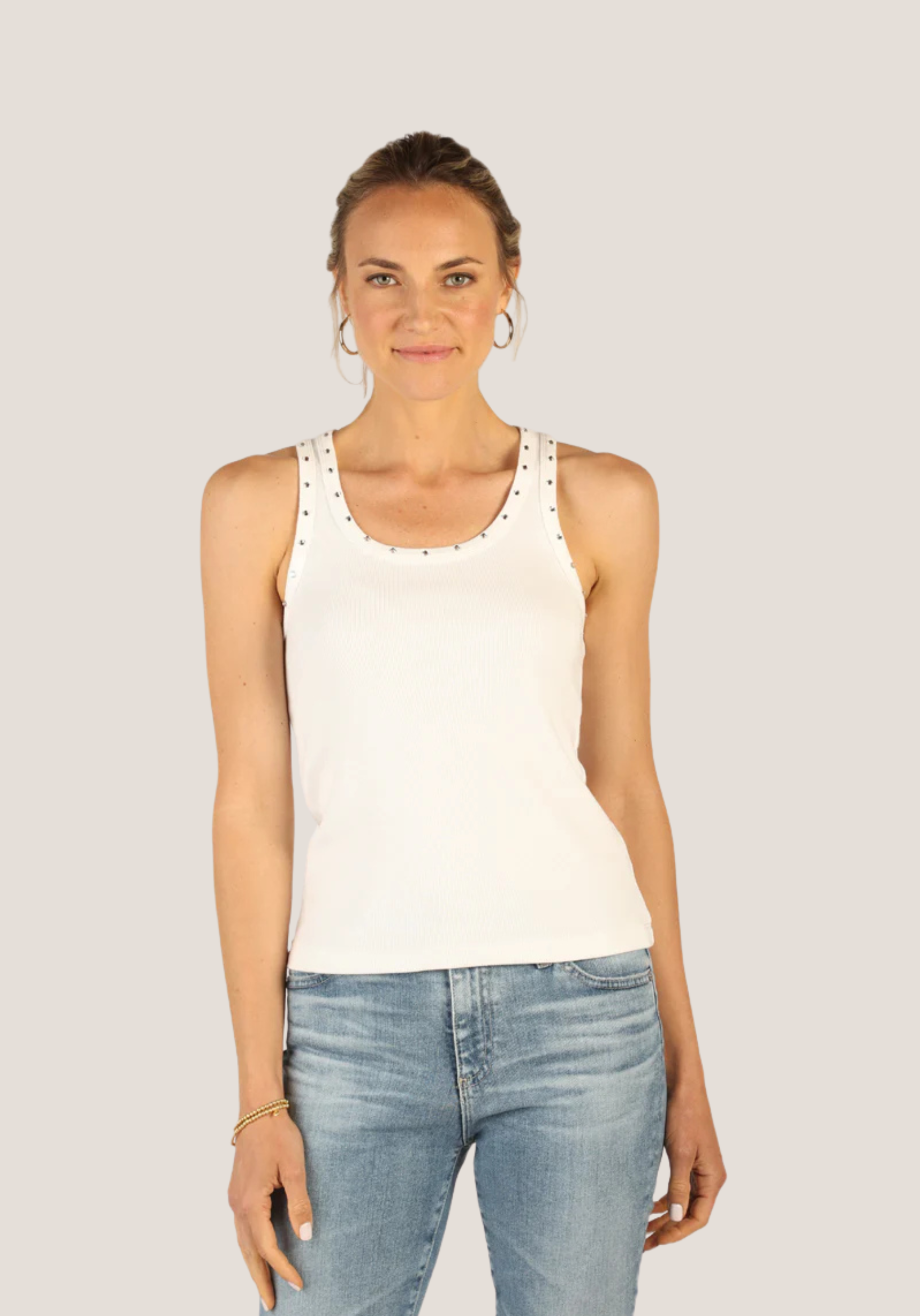 Rib Tank w/Sequin Trim