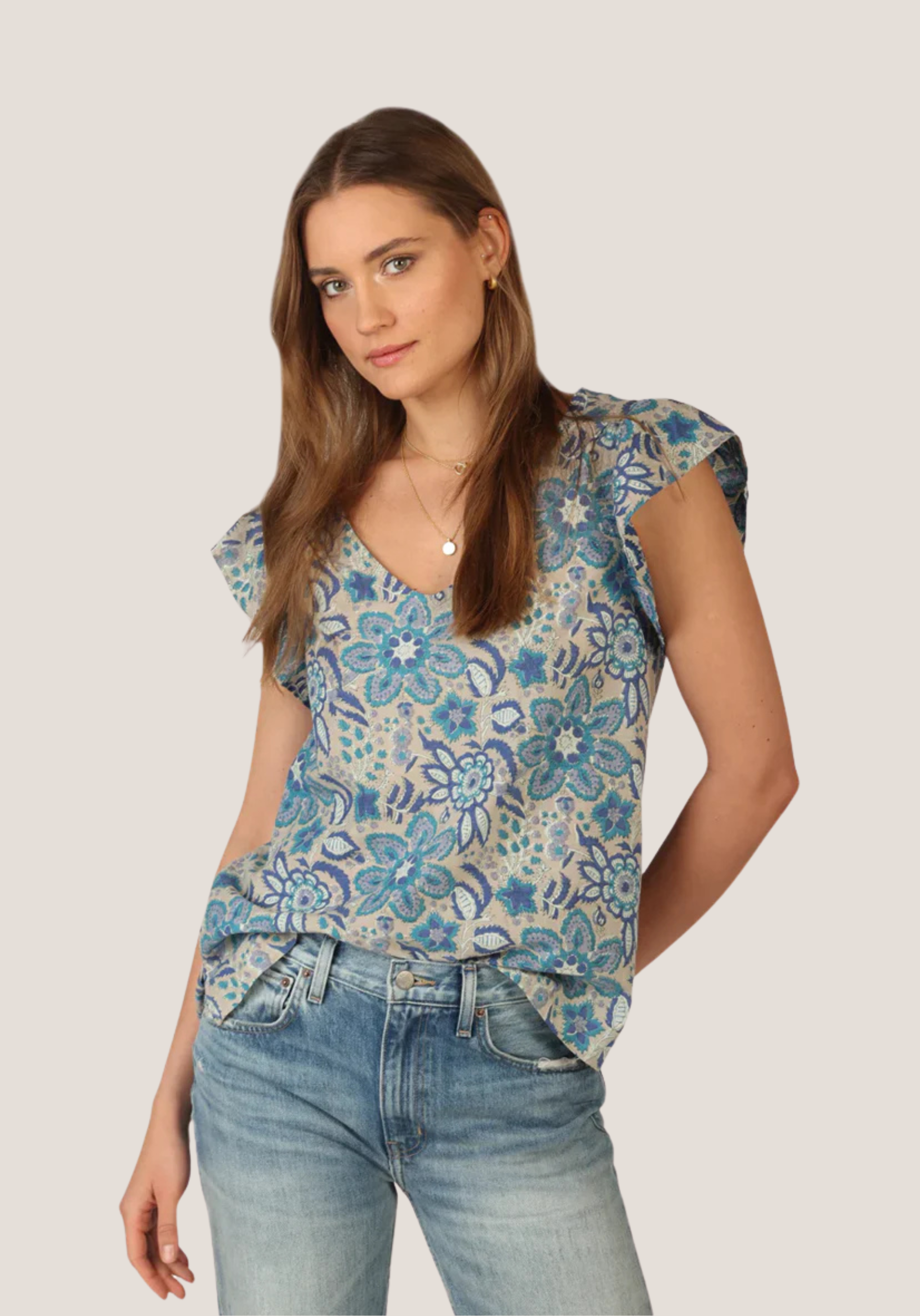 Ruffle V-Neck