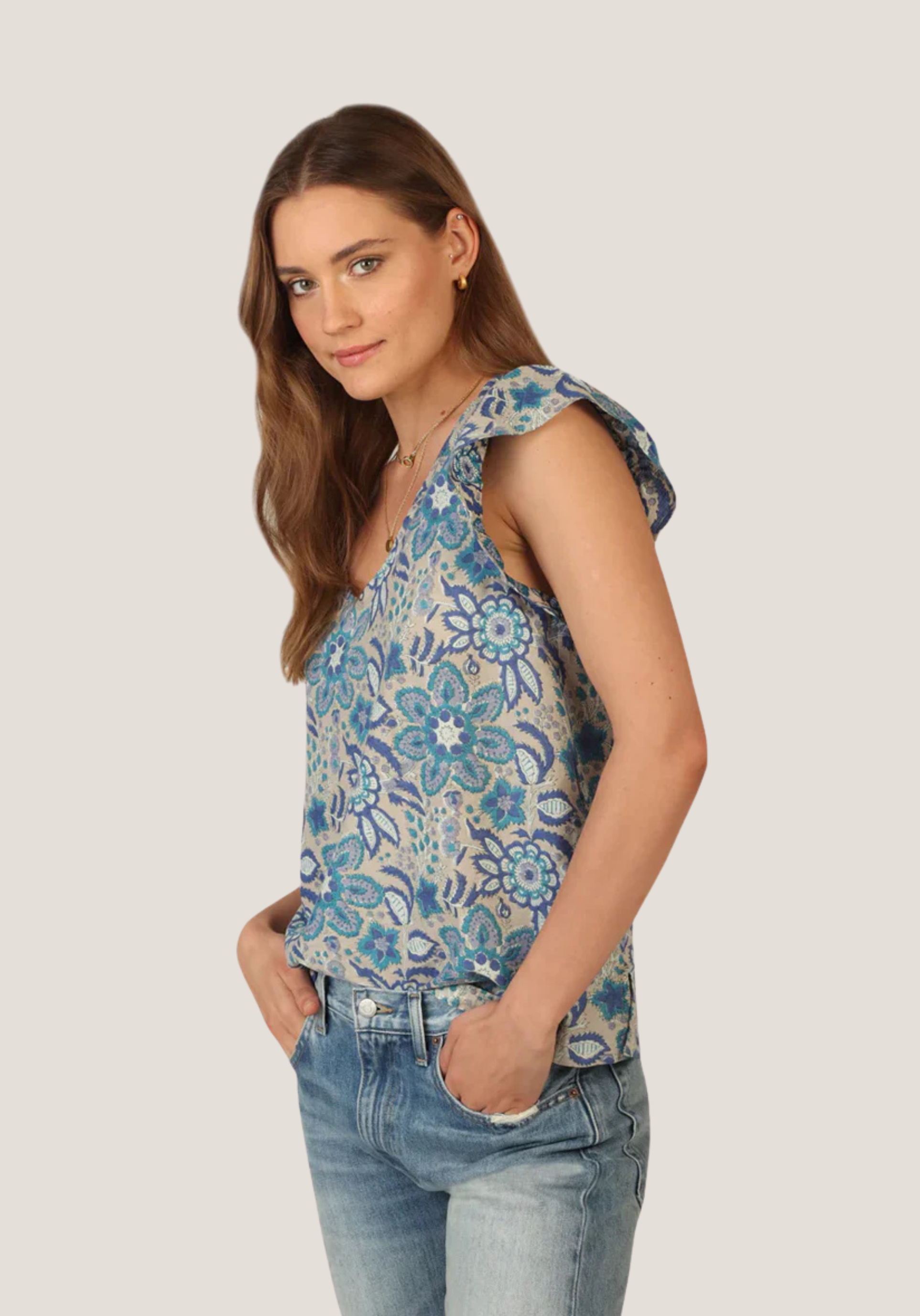 Ruffle V-Neck