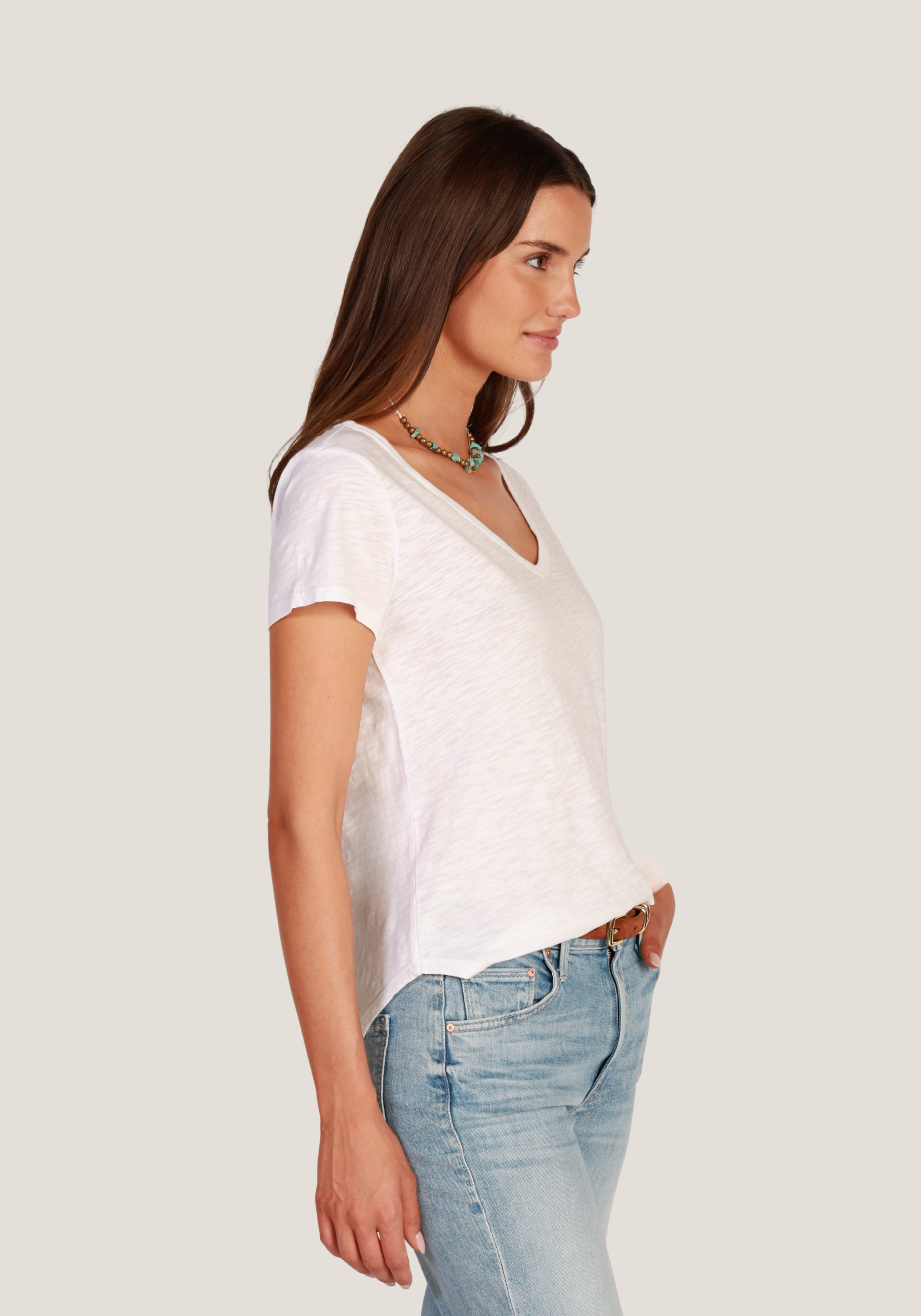 Short Sleeve Deep V-Tee