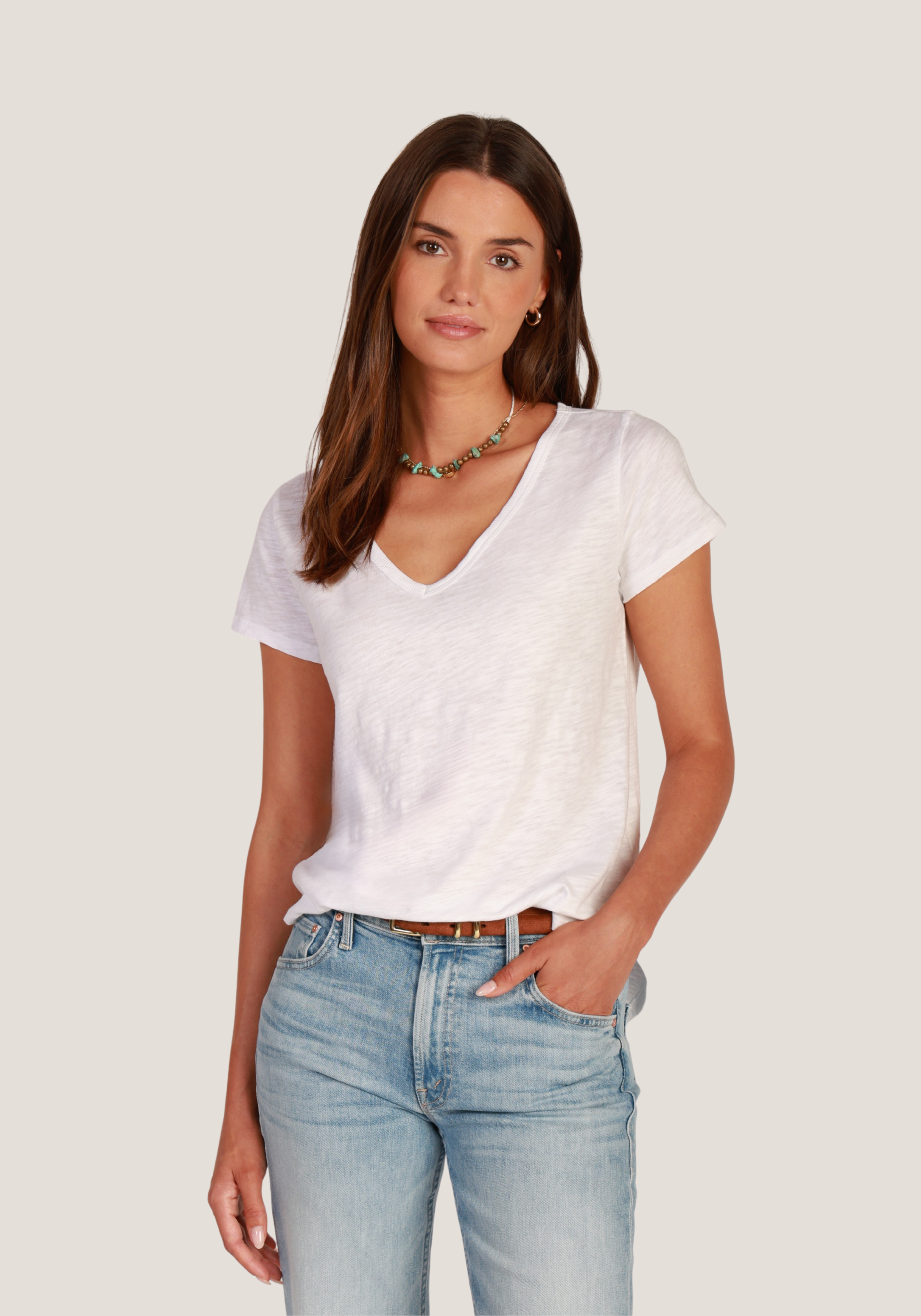 Short Sleeve Deep V-Tee