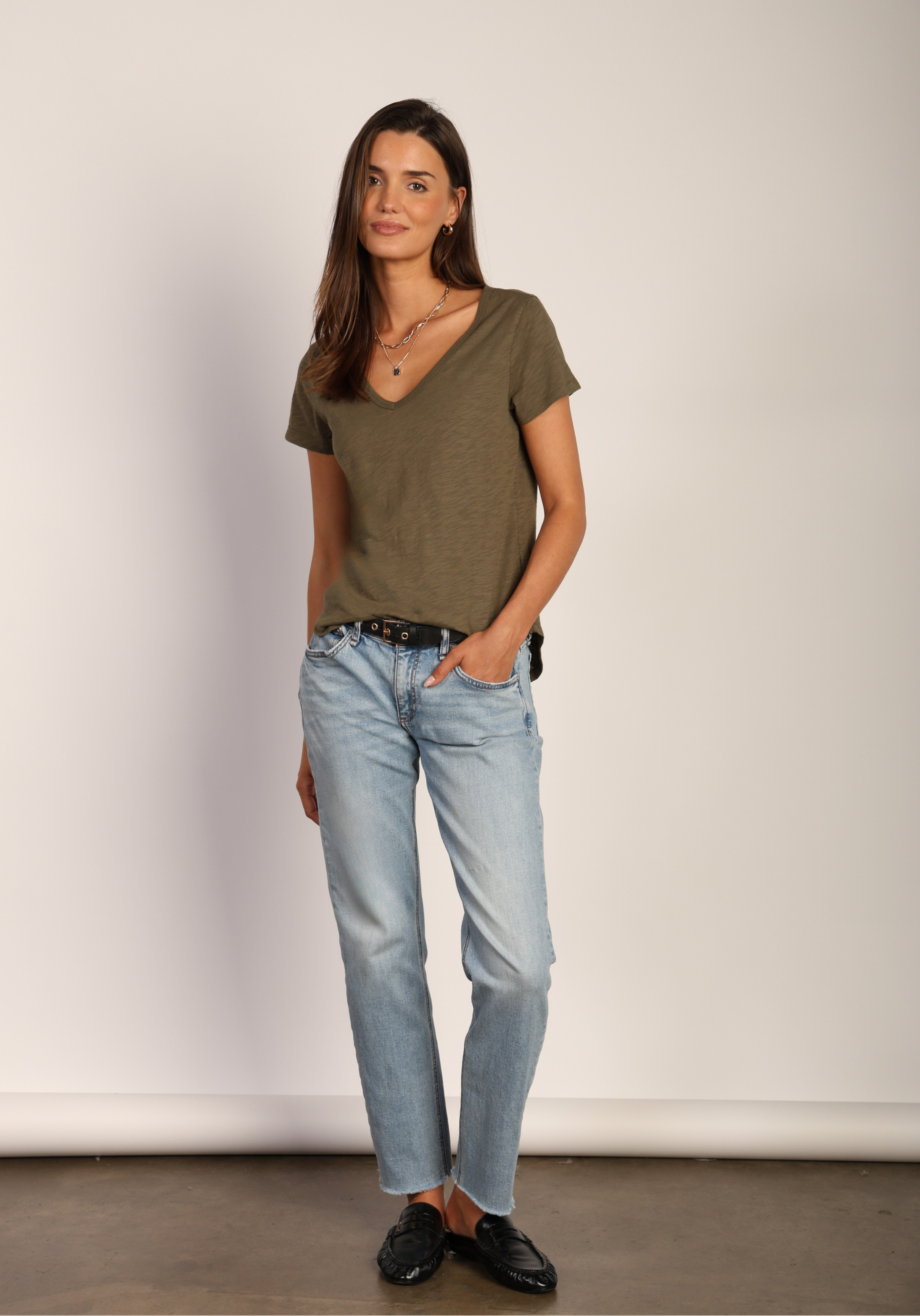 Short Sleeve Deep V-Tee