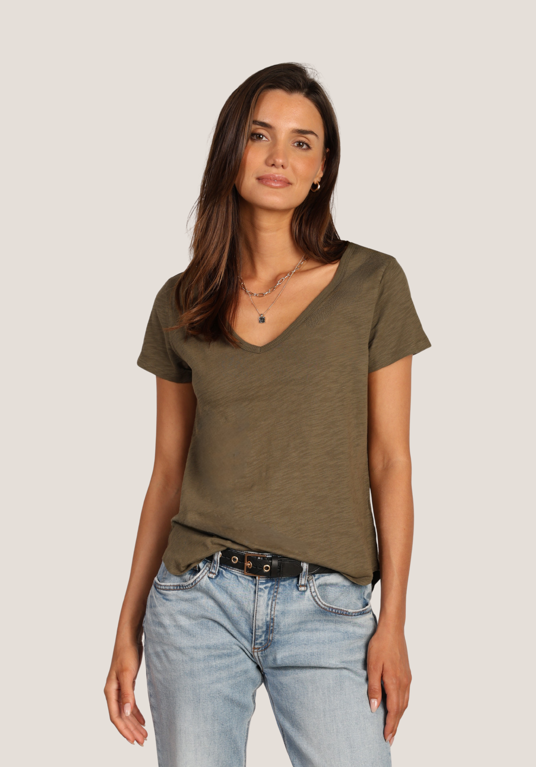 Short Sleeve Deep V-Tee