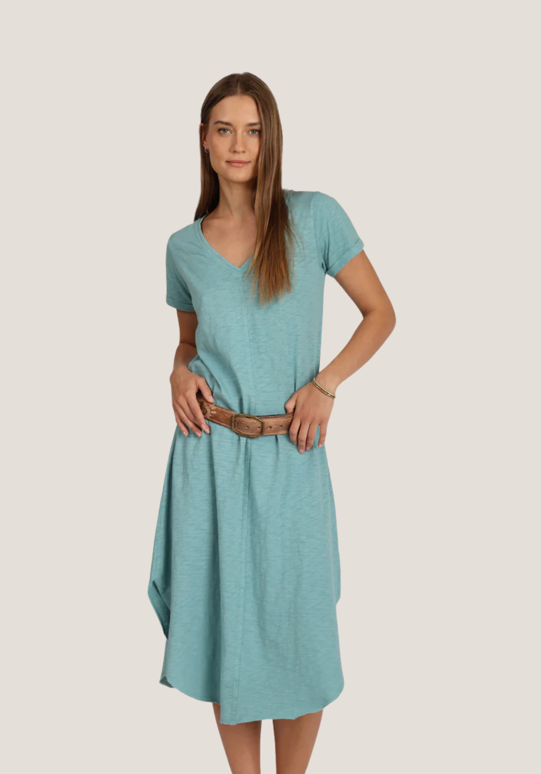 SS V Tee Midi Dress