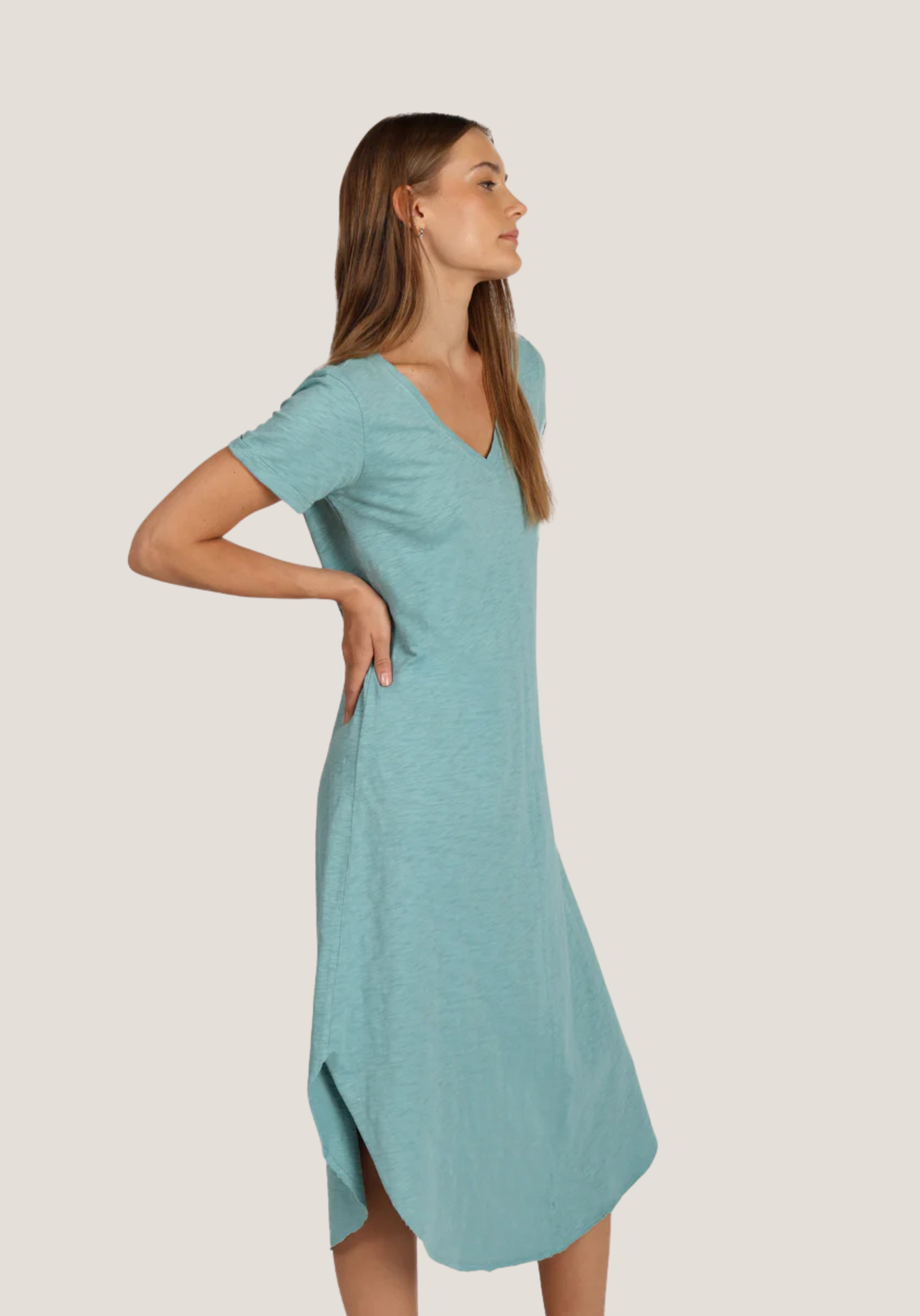 SS V Tee Midi Dress