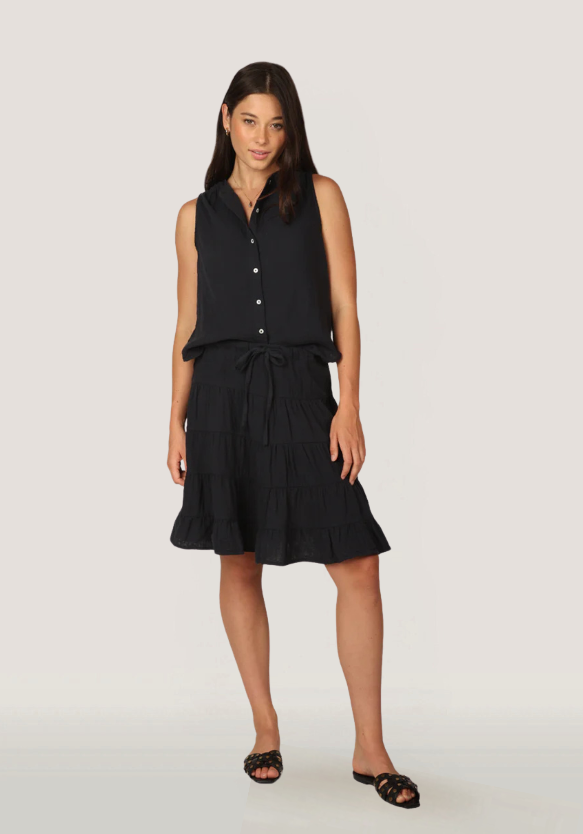 Sleeveless Button Front