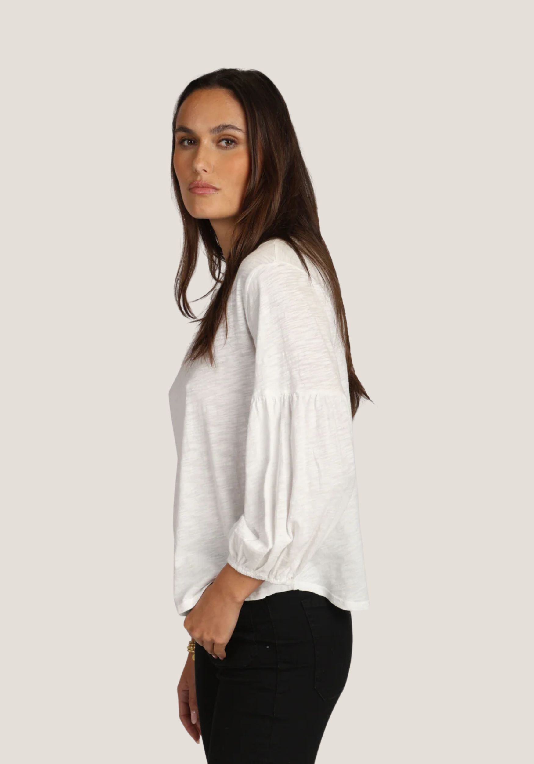Slub Jersey Tee w/ Gauze Sleeve