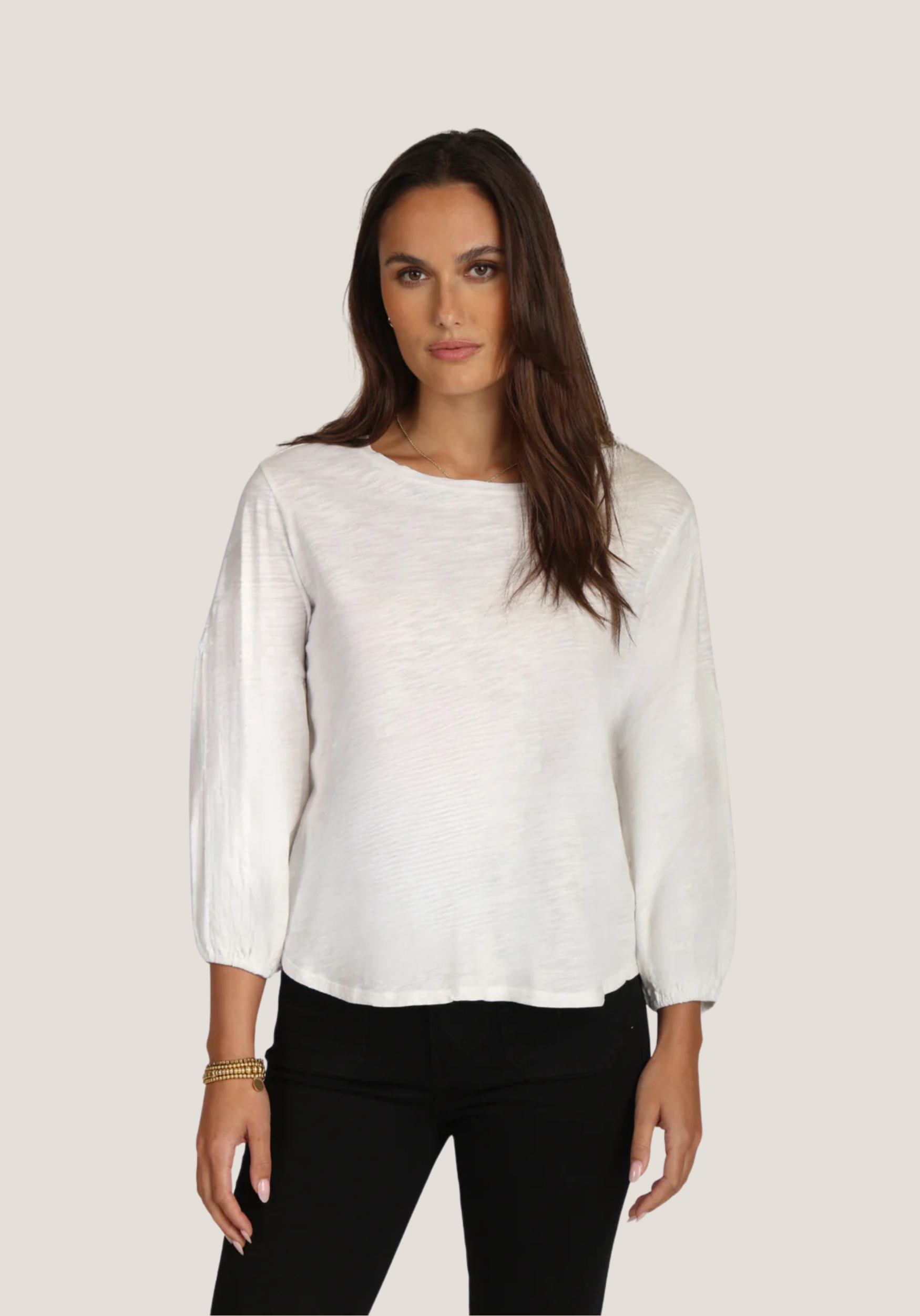 Slub Jersey Tee w/ Gauze Sleeve