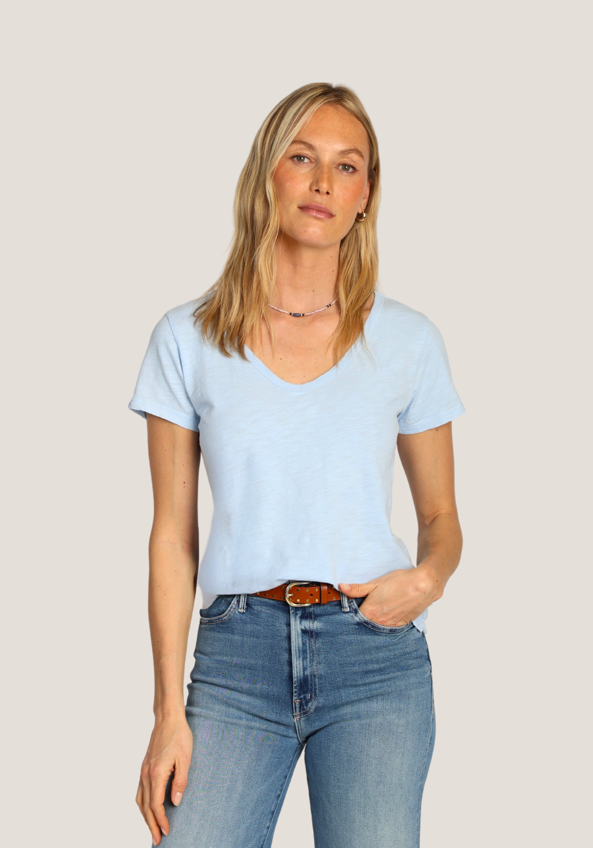 S/S Modern Deep V-Tee