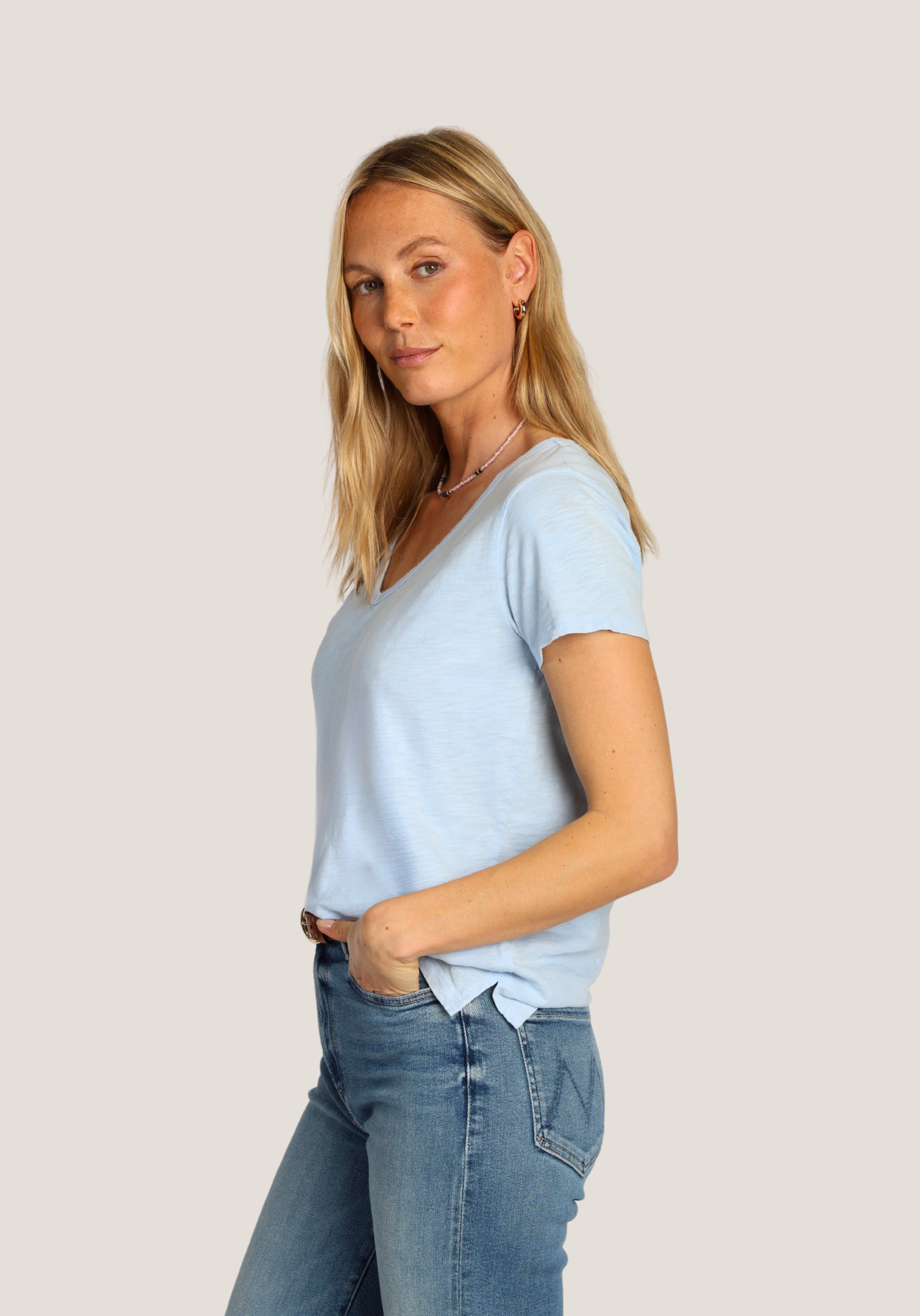 S/S Modern Deep V-Tee