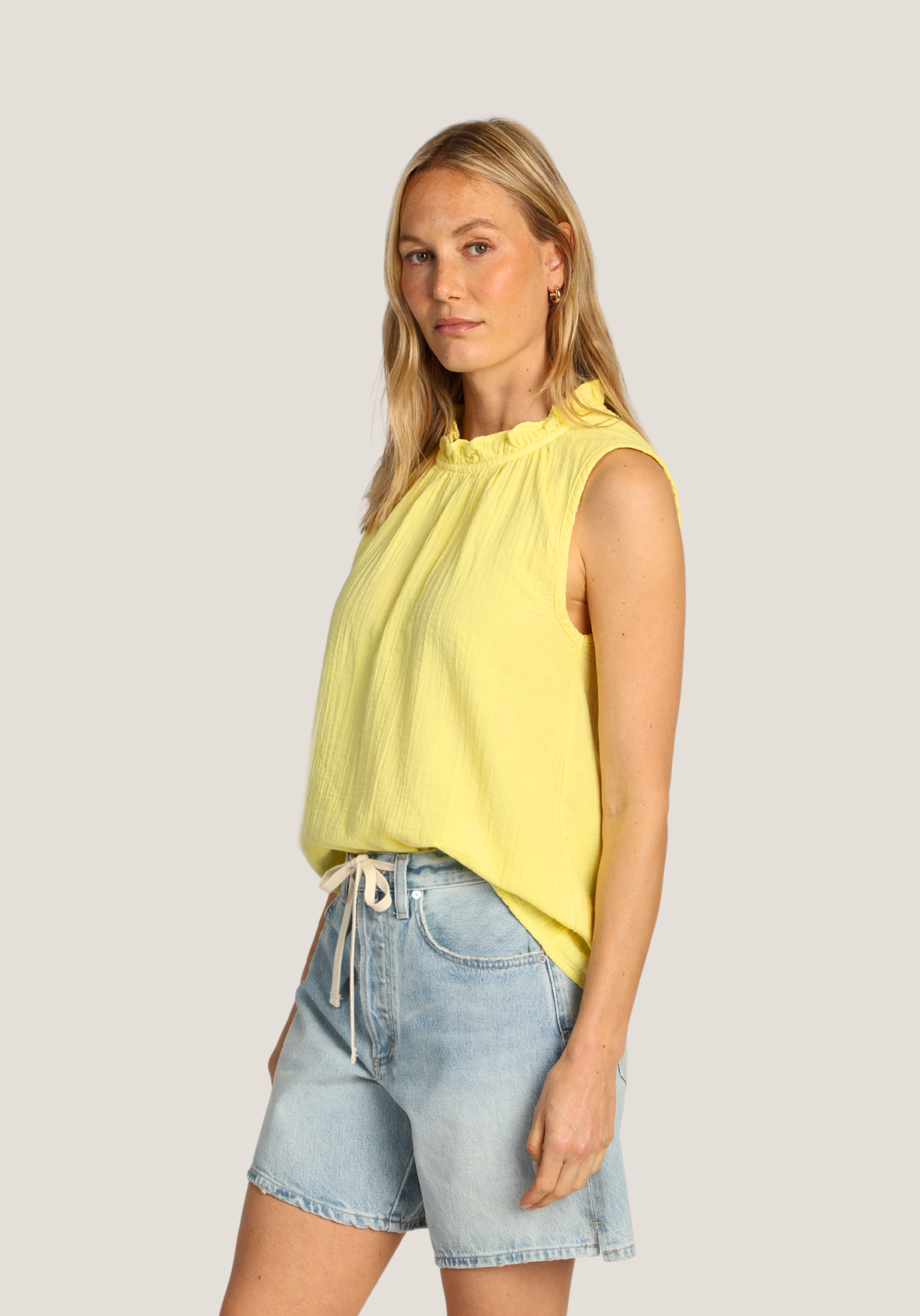 Ruffle Neck Sleeveless Top