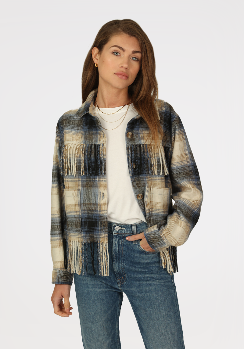 Mae Fringed Plaid Jacket