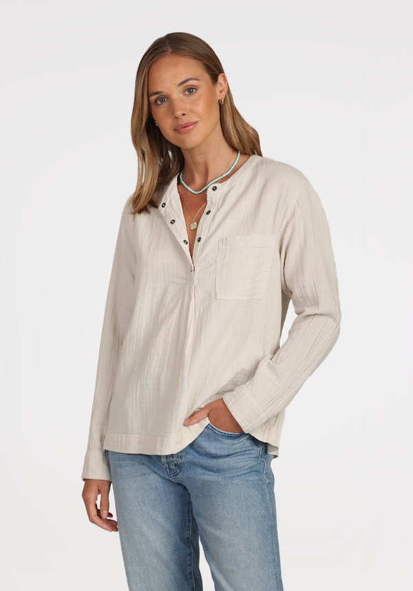L/S Banded Shirred Shirt