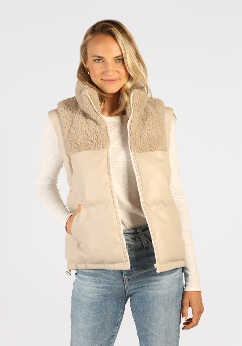 Sherpa & Faux Leather Vest