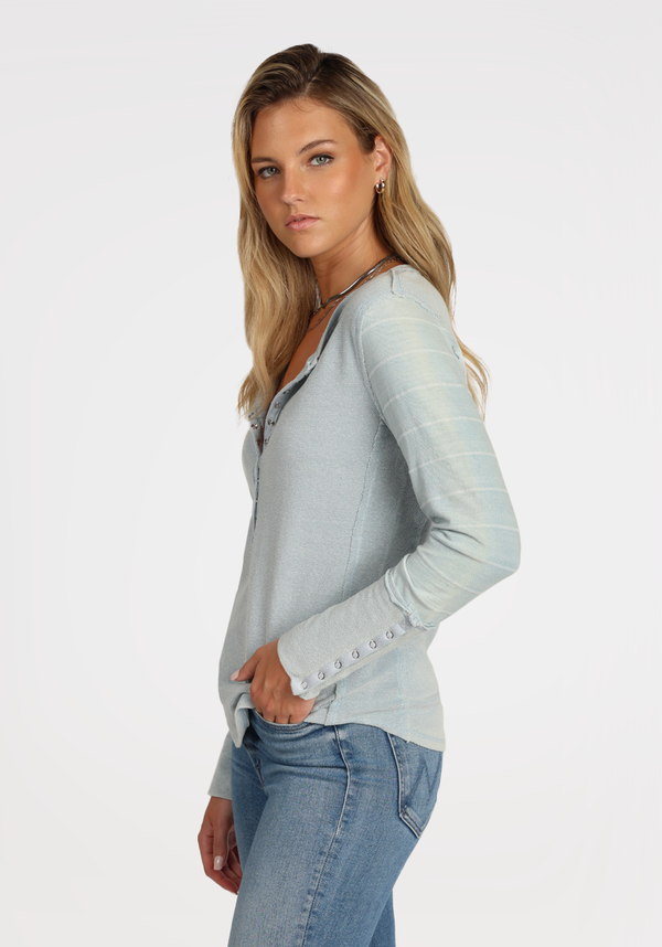 Denim Knit Snap Front