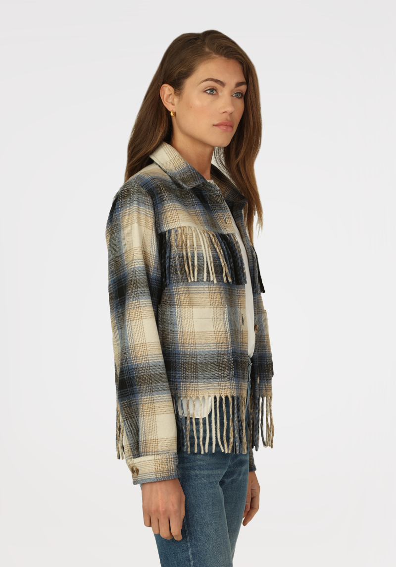Mae Fringed Plaid Jacket