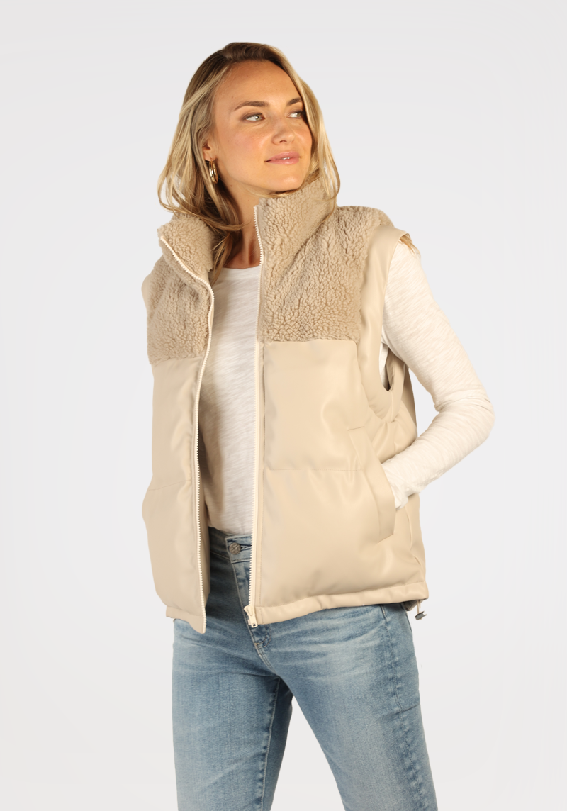 Sherpa & Faux Leather Vest